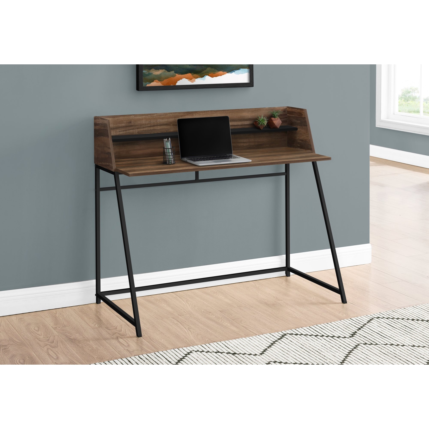 Monarch Specialties I 7548 Computer Desk - 48" Long / Brown Reclaimed Wood / Black Metal