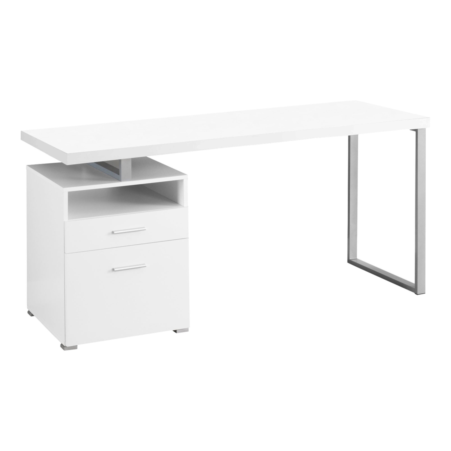 Monarch Specialties I 7144 Computer Desk - 60" Long / White / Silver Metal