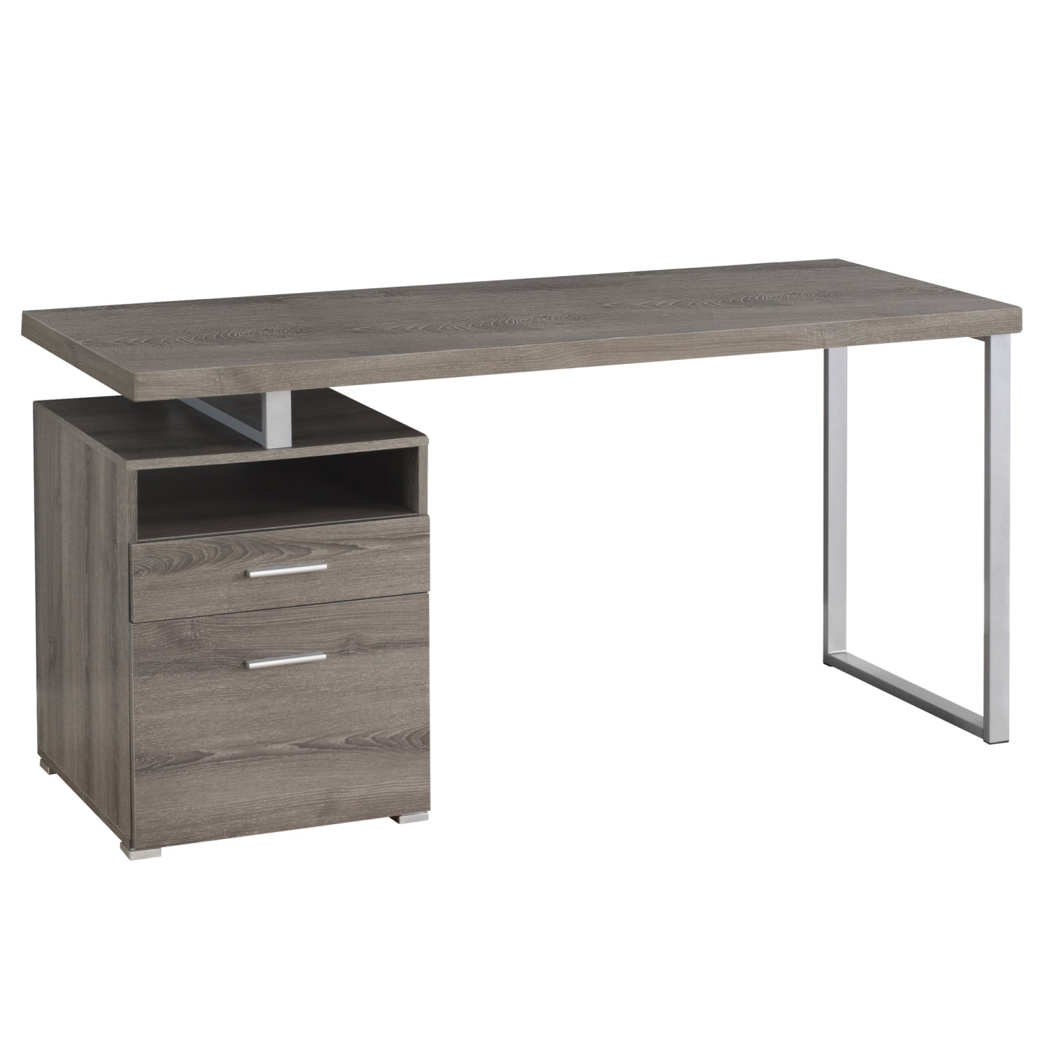 Monarch Specialties I 7145 Computer Desk - 60" Long / Dark Taupe / Silver Metal
