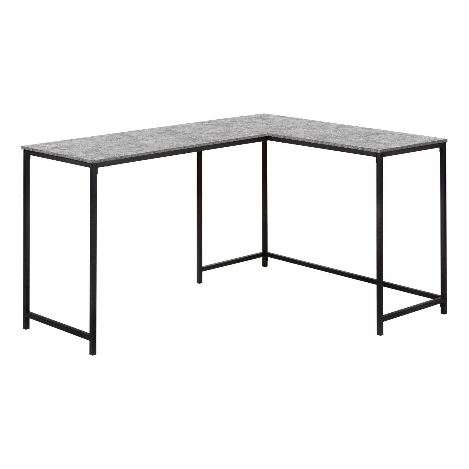 Monarch Specialties I 7392 Computer Desk - 58" Long/ Grey Stone-look/ Black Metal Corner