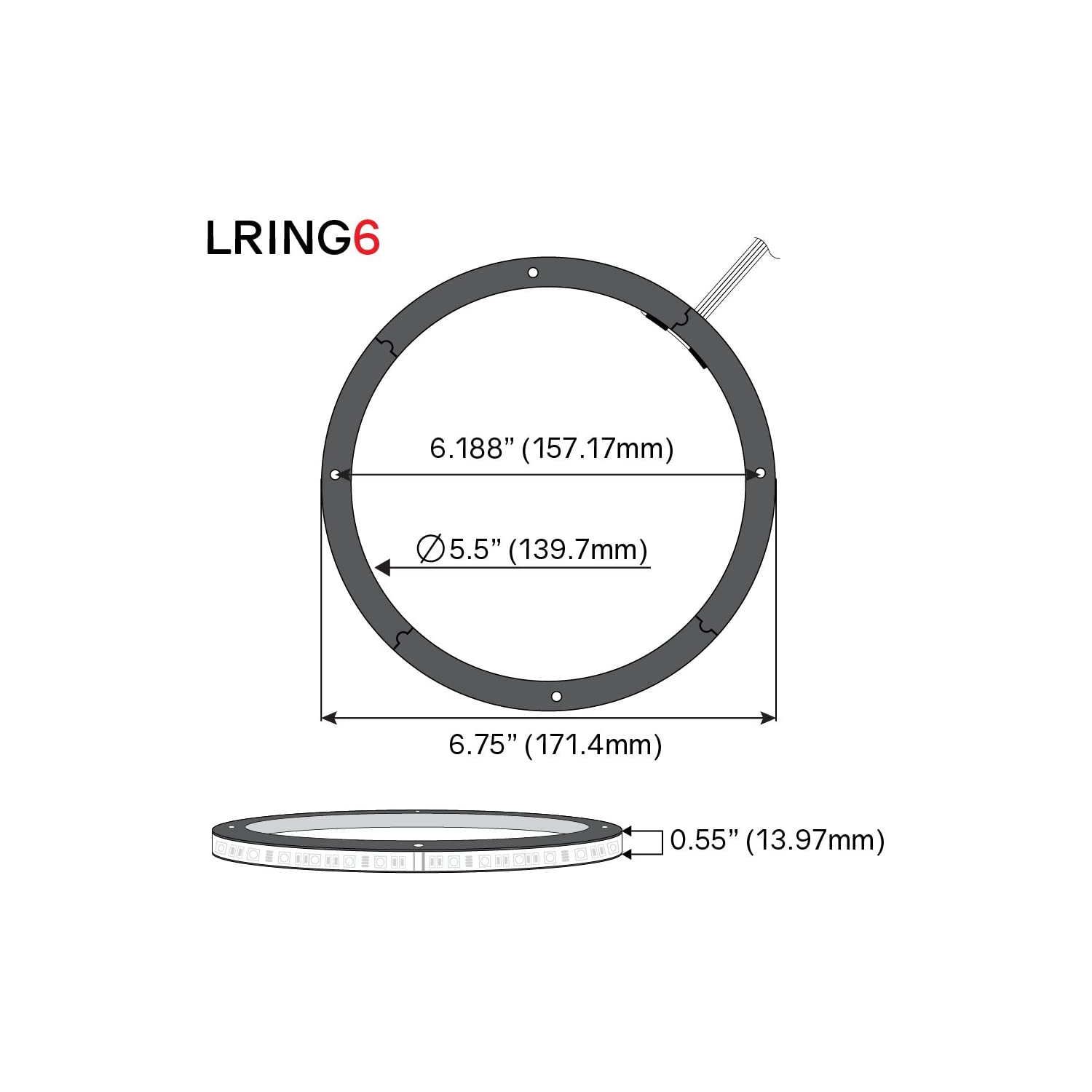 Anneau de haut-parleur DEL RVB étanche de 6 po DS18 LRING6 - vendu séparément