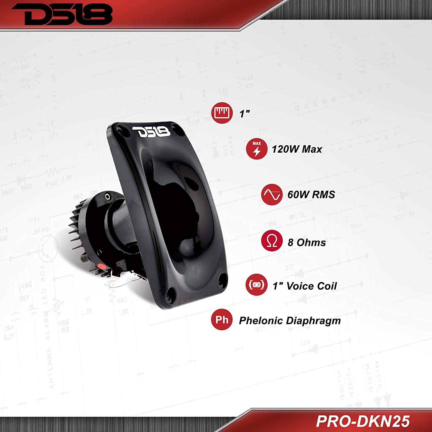 DS18 PRO-DKN25 1" VC Compression Driver Horn 8-ohm, 120 Watt - Sold Individually