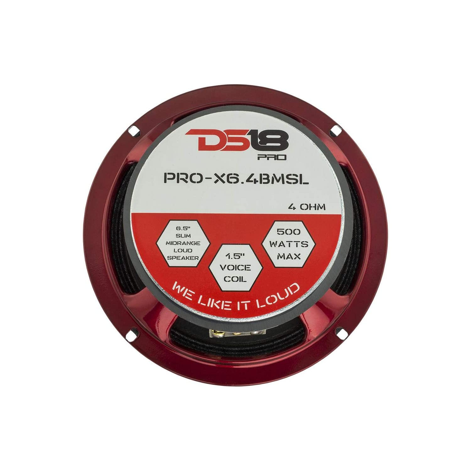 DS18 PRO-X6.4BMSL 500W Max 4-ohm Shallow-mount 6.5" Midrange Speaker - Sold Individually