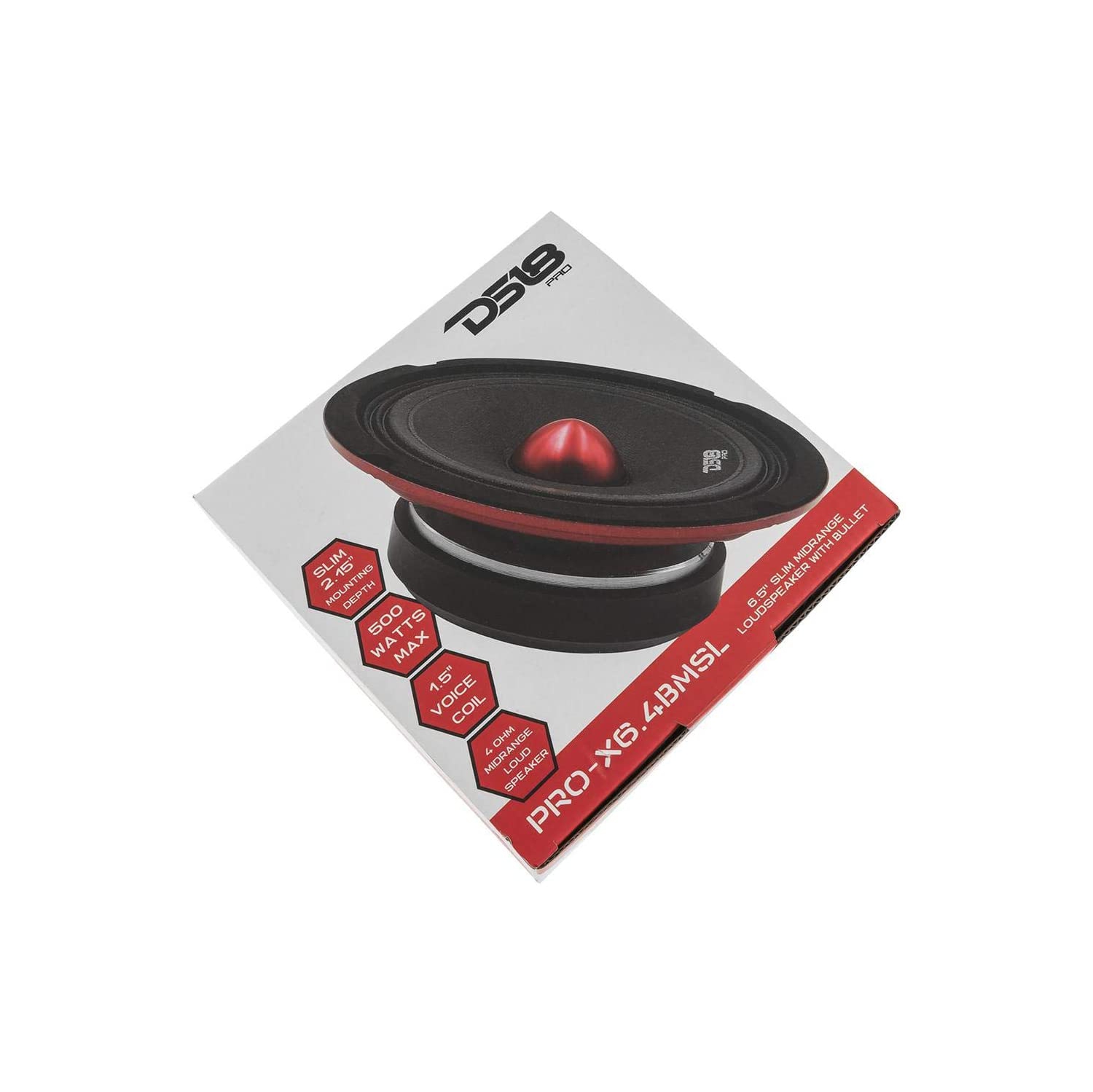 DS18 PRO-X6.4BMSL 500W Max 4-ohm Shallow-mount 6.5" Midrange Speaker - Sold Individually