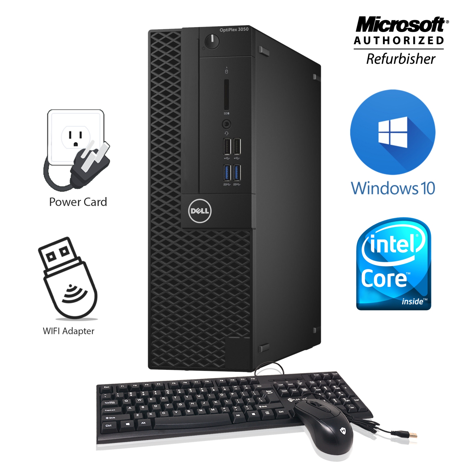 Refurbished - Dell Optiplex 3050 SFF Business Desktop Computer Intel core i5 7th Gen@4GHz 16GB RAM 1TB SSD Windows 10 Professional WiFi HDMI