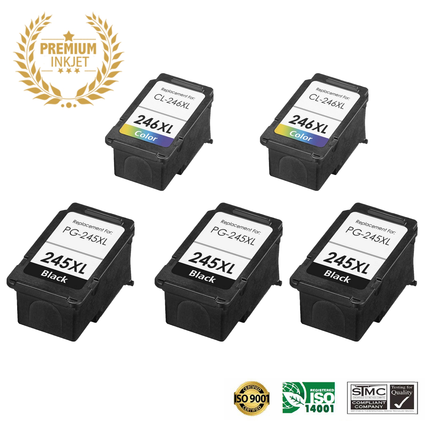 5 PACK Canon PG-245XL CL-246XL/PG245 CL246/canon 245 246 Remanufactured Ink Cartridge for Canon MG2520 TR4520 TR4500 TS302