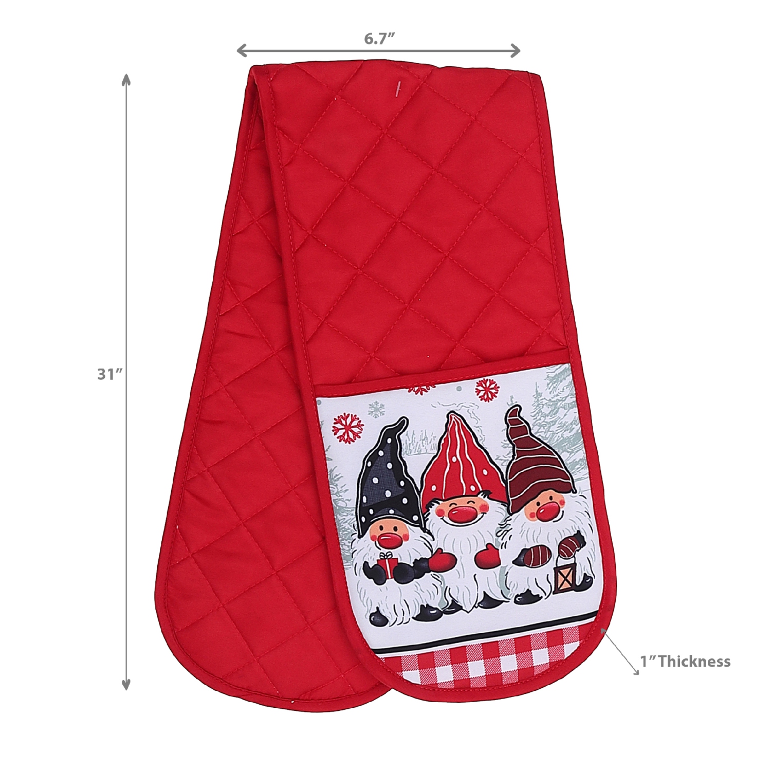 Maison Concepts Christmas Double Oven Mitt Triple Gnome - Set of 2