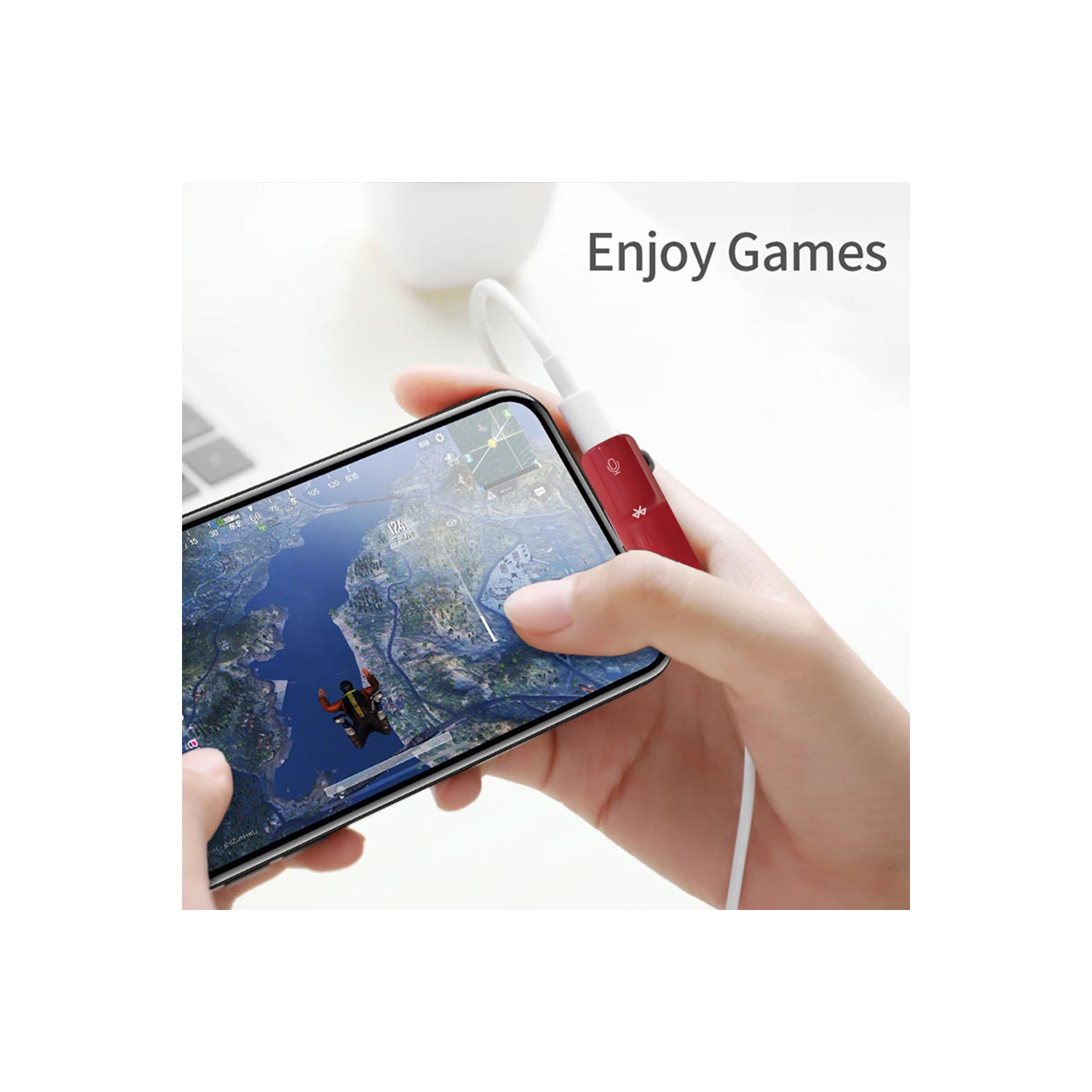 3.5mm Audio + Lightning Charge 2 in 1 for iPhone Adapter Headphone Jack Converter 13 12 11 XR XS X 8 7 Splitter Dual AUX Dongle - White