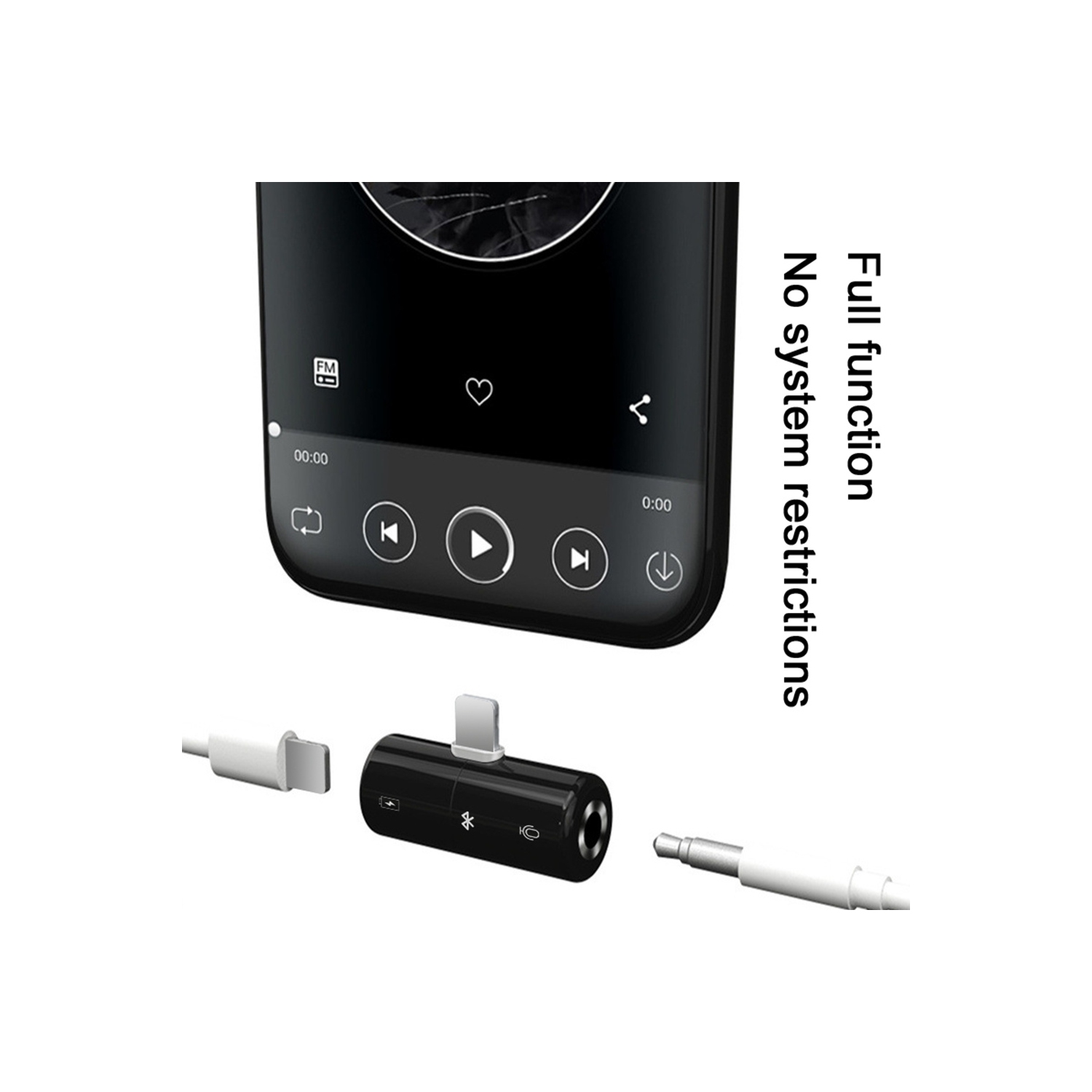 3.5mm Audio + Lightning Charge 2 in 1 for iPhone Adapter Headphone Jack Converter 13 12 11 XR XS X 8 7 Splitter Dual AUX Dongle - White