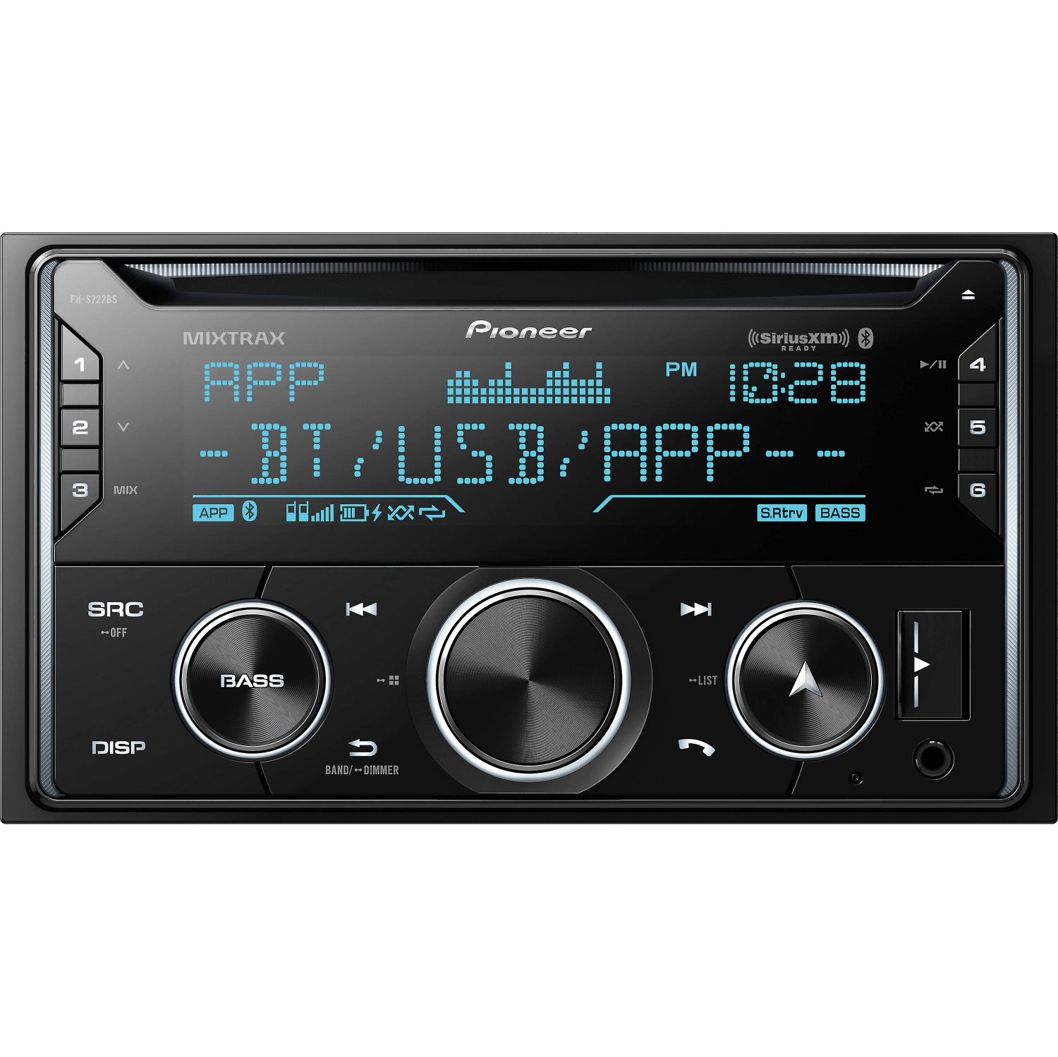 Pioneer FH-S722BS Black Double DIN CD Receiver With Built-In Bluetooth