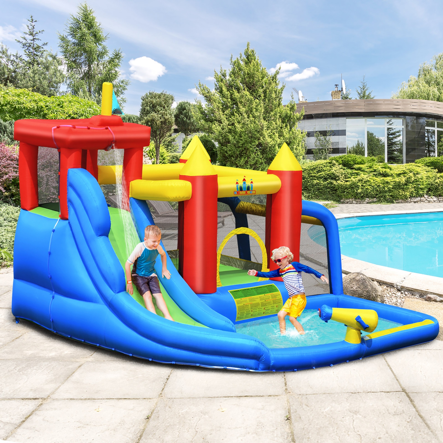 Piscine gonflable rebondissante Water Slide Bounce House de Costway sans souffleur