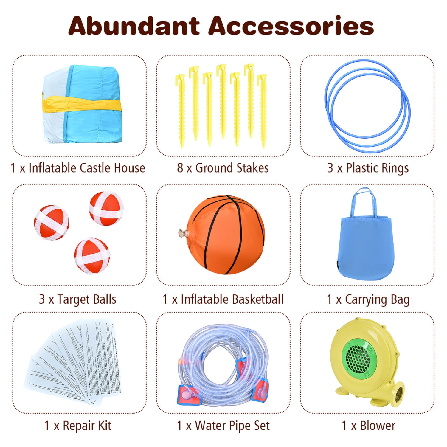 Costway Inflatable Water Slide Park Bounce House Climbing Wall W/ 950W Blower