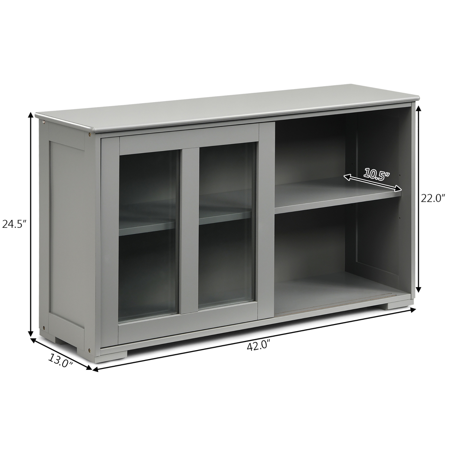 Costway Kitchen Storage Cabinet Sideboard Buffet Cupboard w/ Sliding Door Gray