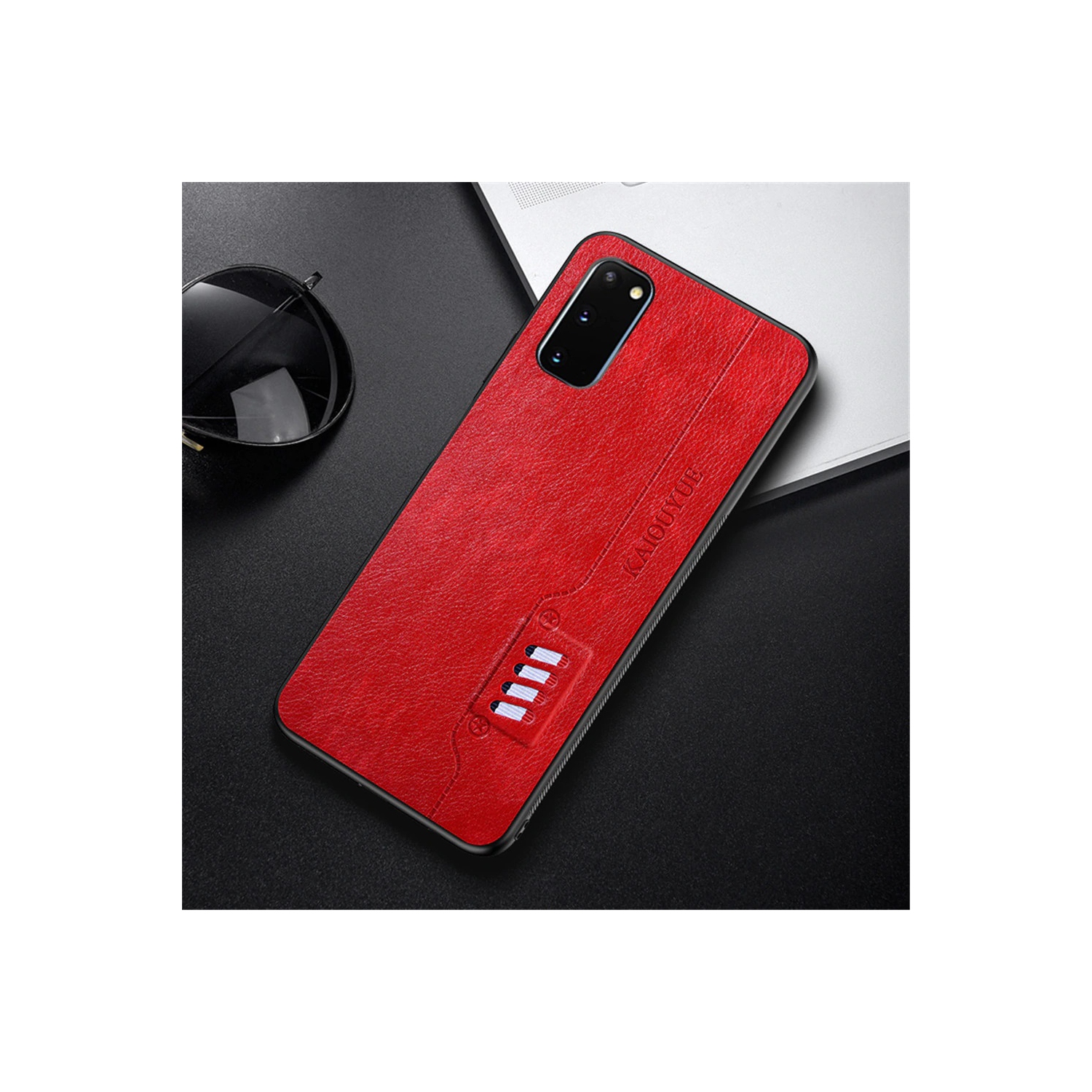 Fashion Leather Texture Shockproof Case Ultra Light Back Cover for Samsung Galaxy S21 Plus (Red)
