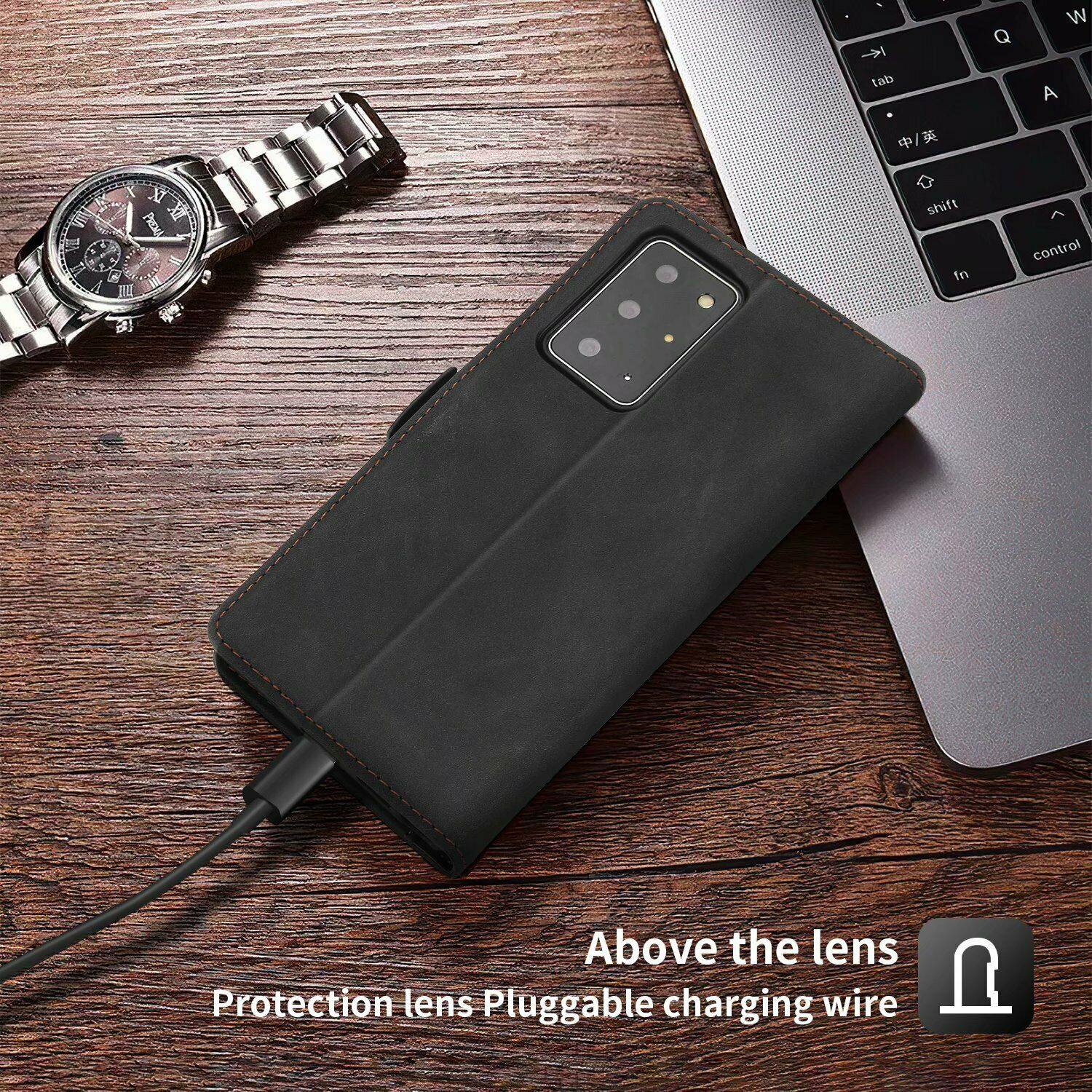 POLA Étui portefeuille en cuir synthétique souple avec support magnétique et emplacements pour cartes de crédit pour Samsung Galaxy Note 20 Ultra