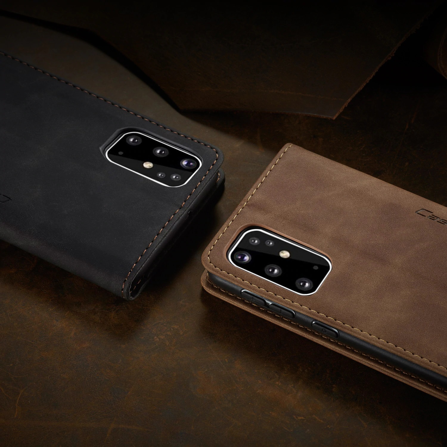 CaseMe Wallet Case Anti-Fall Retro Handmade Leather Magnetic Flip case Card Slot for Samsung S21 PLUS