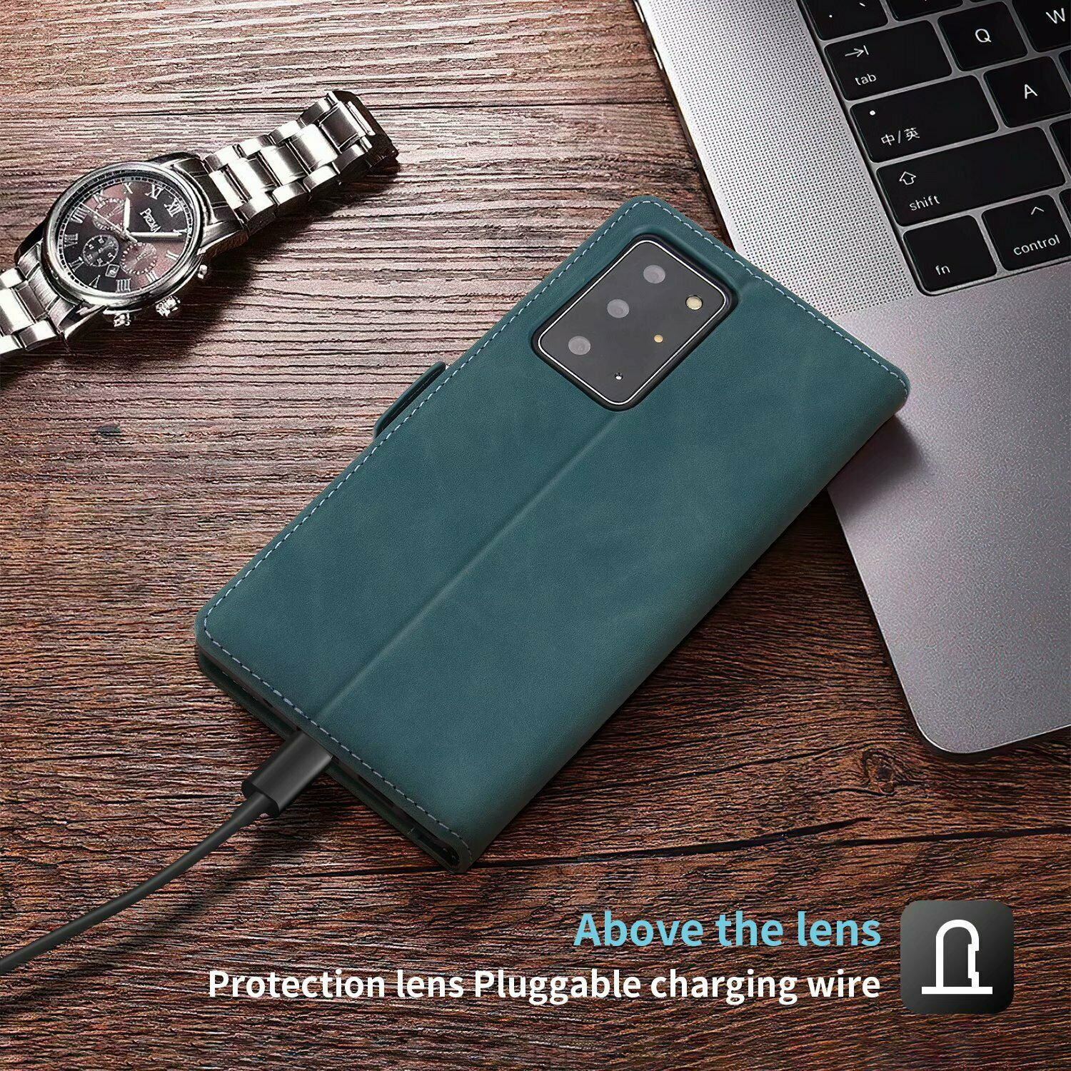 POLA Retro Classic Magnetic PU Leather Flip Wallet Card Holder Phone Case Cover for Samsung Galaxy S21 Plus