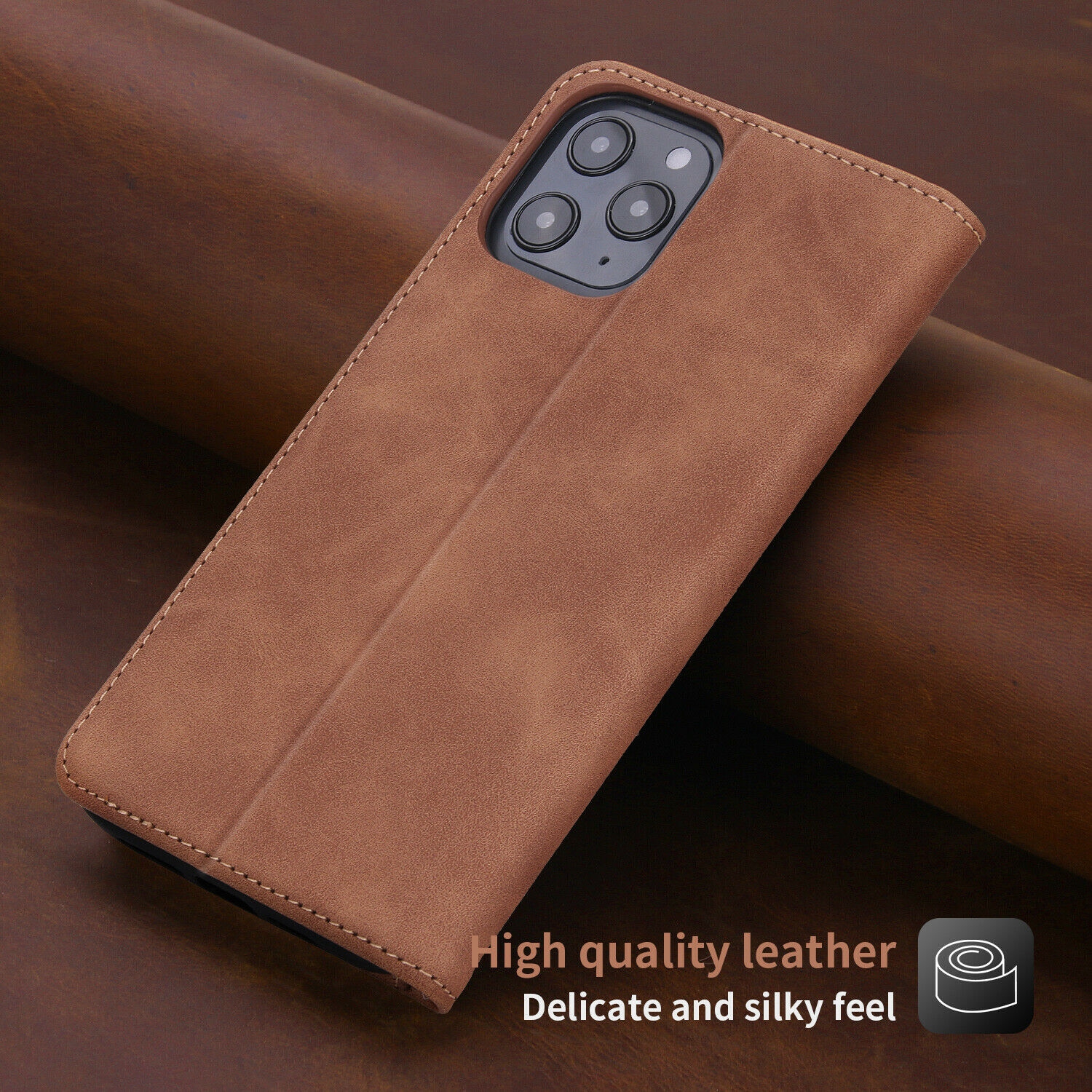 POLA Retro Classic Magnetic PU Leather Flip Wallet Card Holder Phone Case Cover for iPhone 12 Pro Max