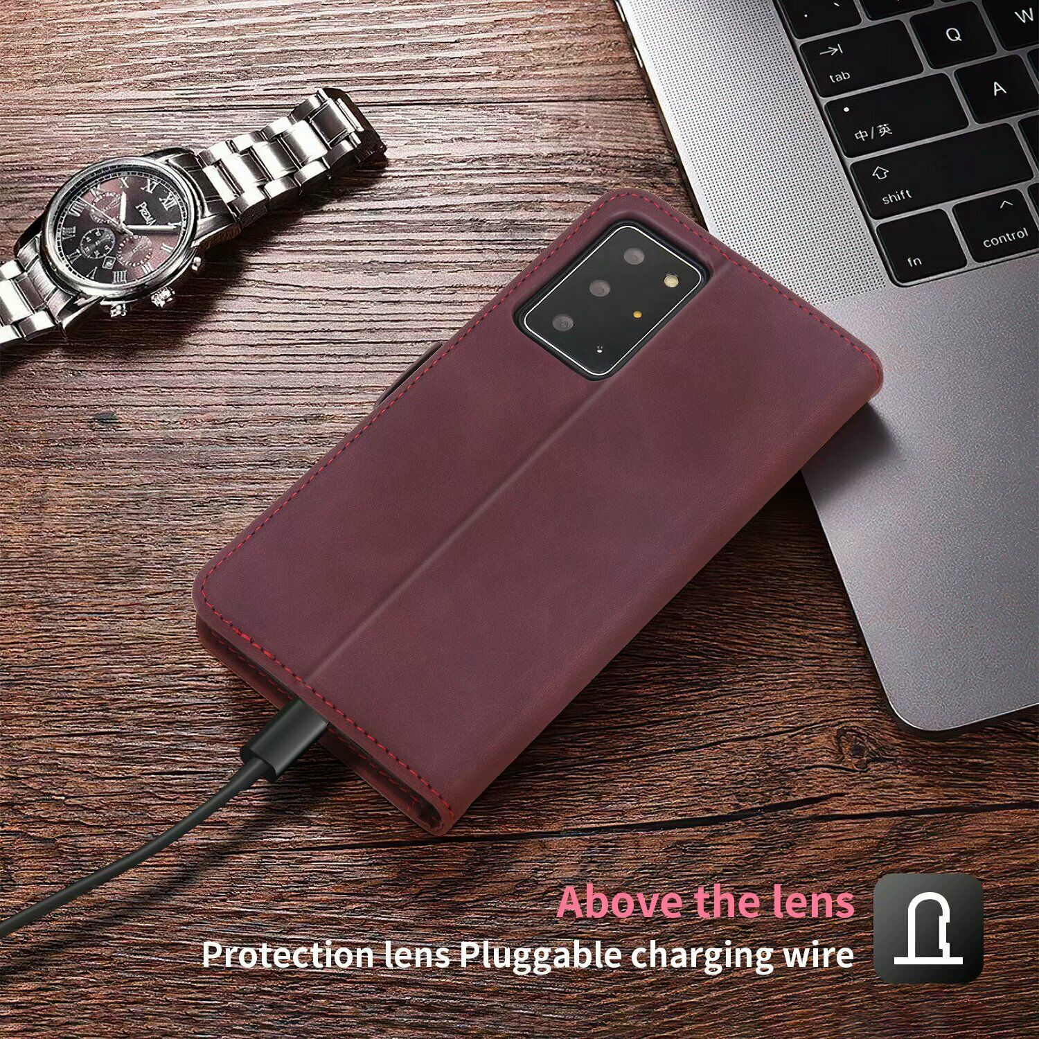 POLA Retro Classic Magnetic PU Leather Flip Wallet Card Holder Phone Case Cover for Samsung Galaxy S21 Plus