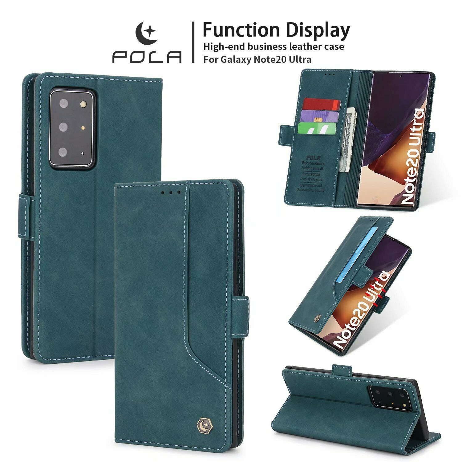 POLA Retro Classic Magnetic PU Leather Flip Wallet Card Holder Phone Case Cover for Samsung Galaxy S21 Plus