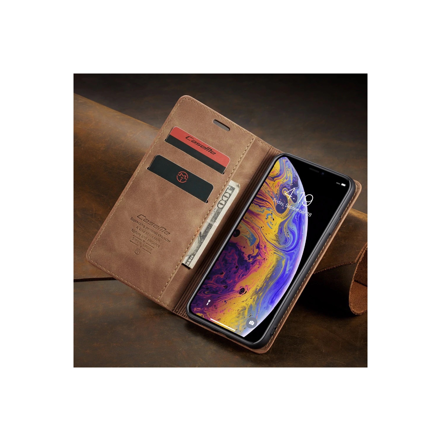 CaseMe Wallet Case Anti-Fall Retro Handmade Leather Magnetic Flip case Card Slot for Samsung S21 PLUS
