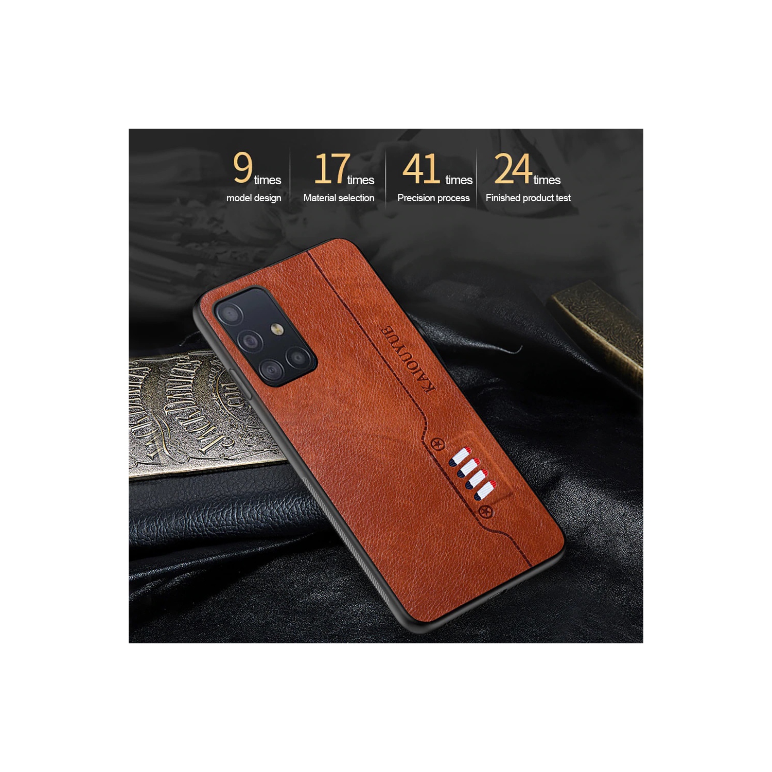 Fashion Leather Texture Shockproof Case Ultra Light Back Cover for Samsung Galaxy S21 Plus (Brown)