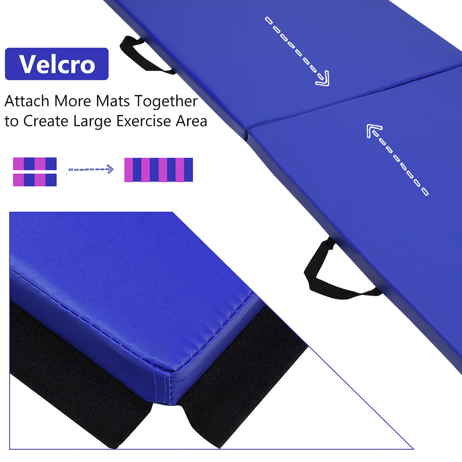 Costway 6'x2' Yoga Mat Folding Exercise Aerobics Stretch Gymnastic w/Handle
