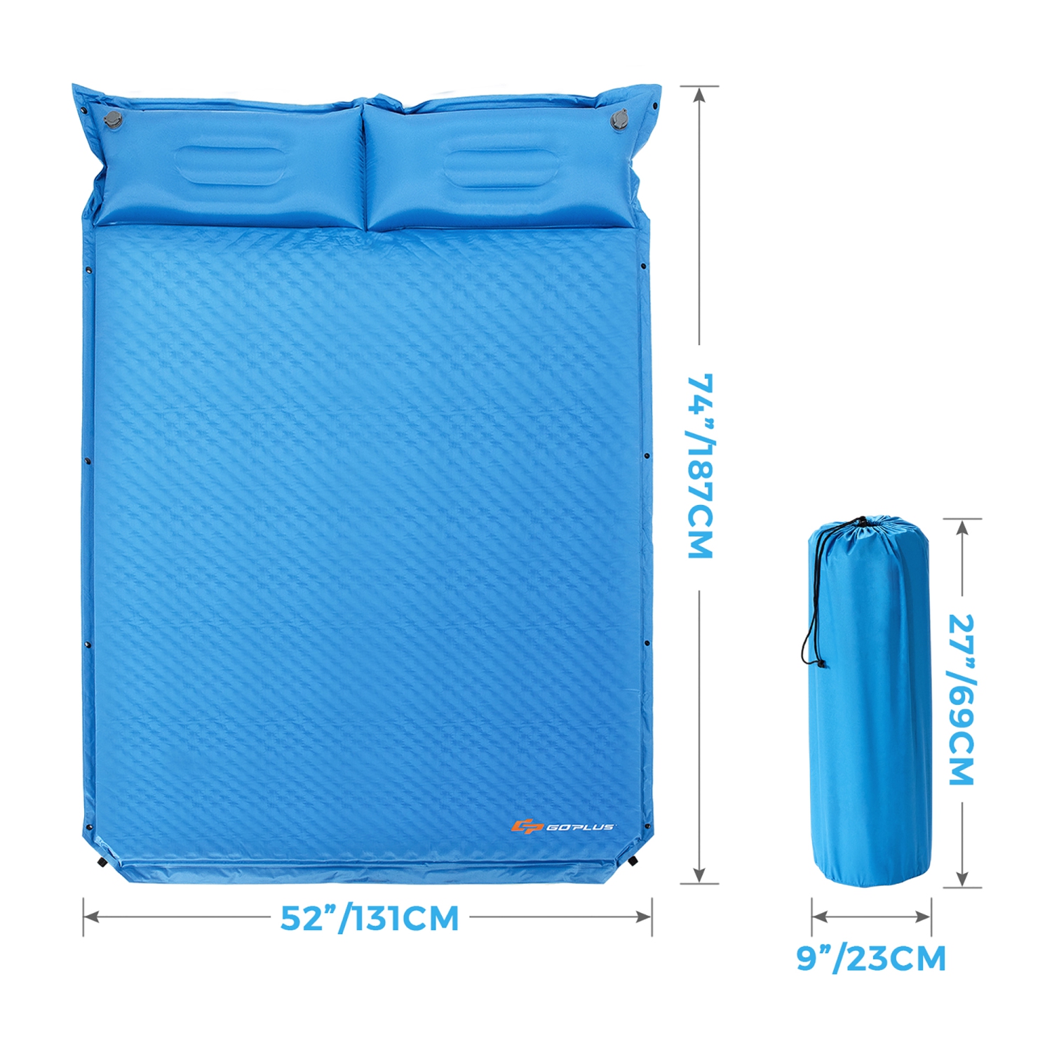 Goplus Self-Inflating Camping Mat Outdoor Sleeping Pad W/Pillows Bag for Camping