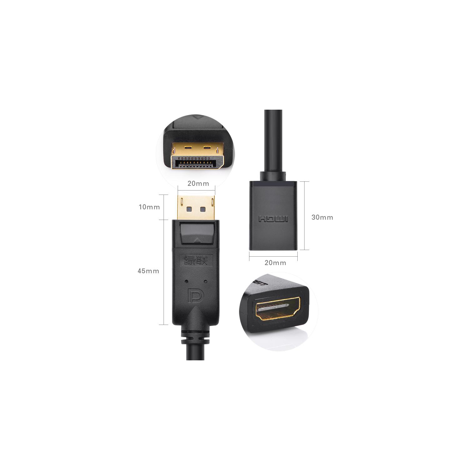 [2Pack]UGREEN DisplayPort Male to HDMI Female converter 1080P