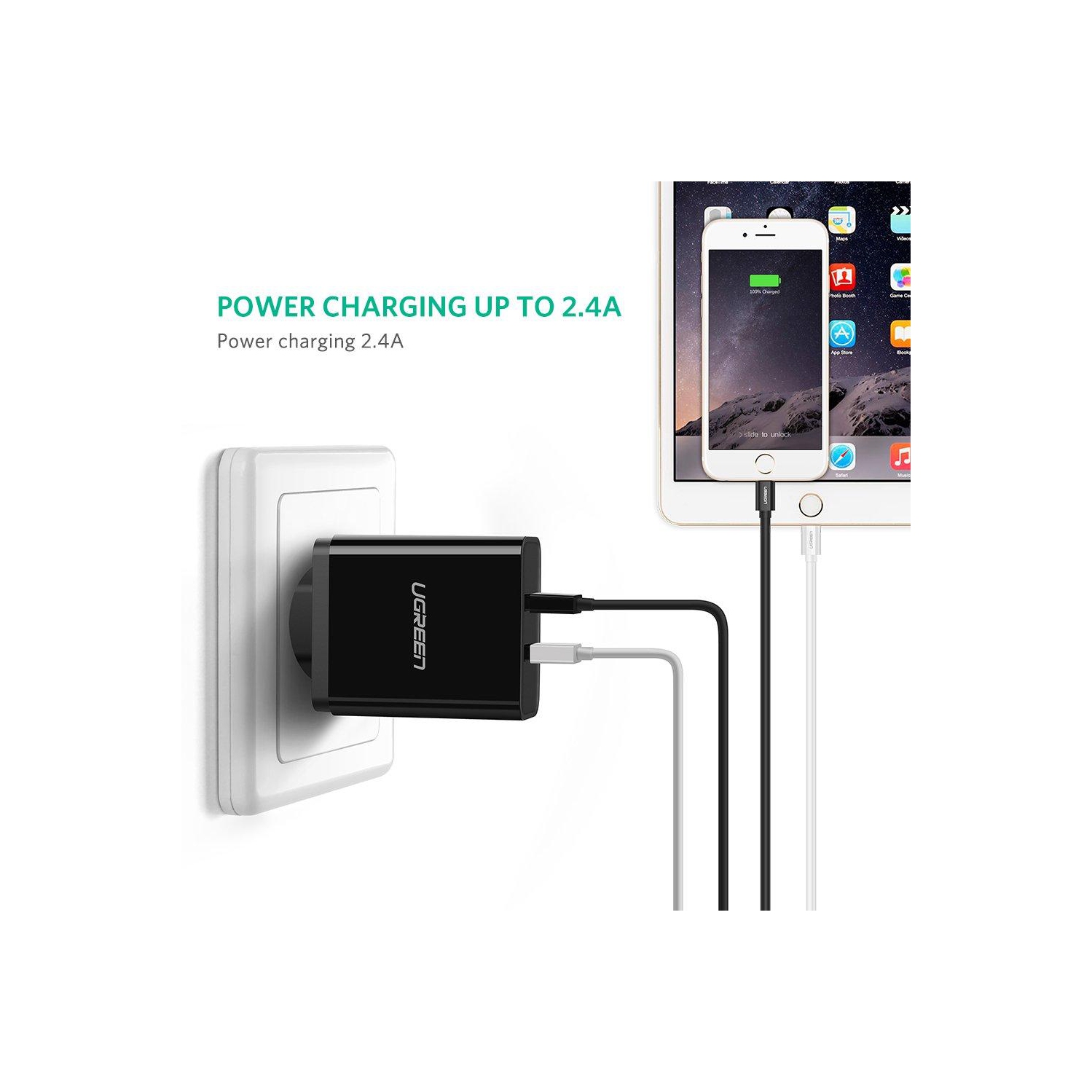 UGREEN Lightning to USB 2.0 Cable 3FT/1 M ABS Case MFi Certified Black