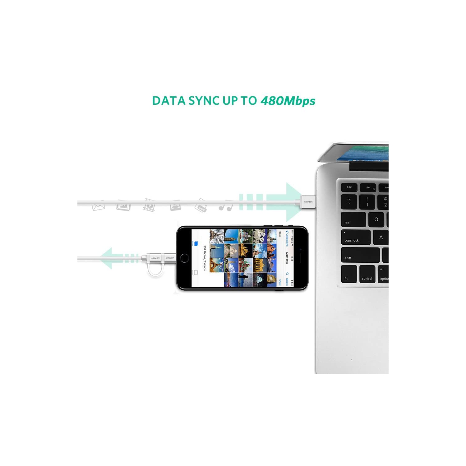 [2Pack]UGREEN Micro-USB to USB Cable with Lightning Adapter