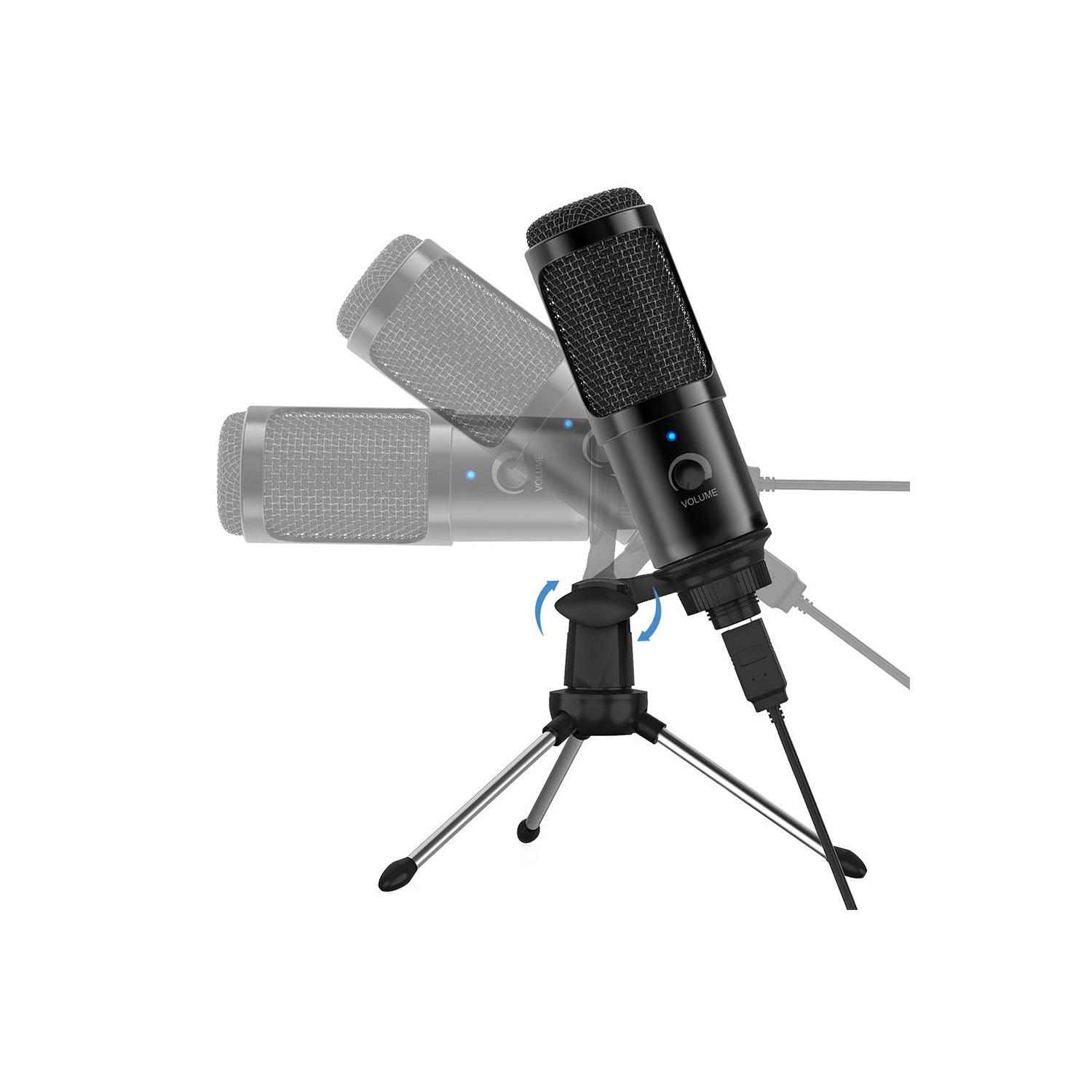 USB Computer Studio Recording microphone condensateur pour diffusion en continu microphone avec trépied