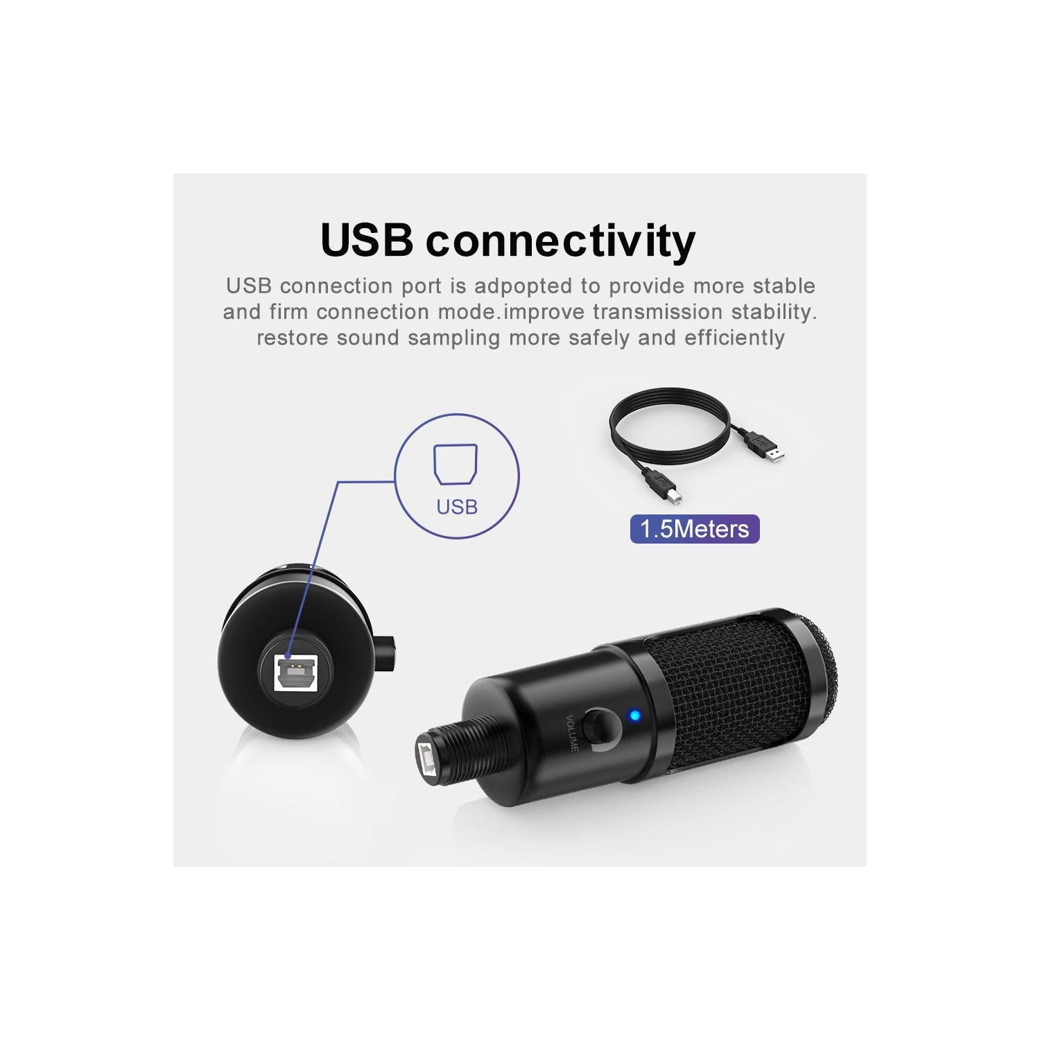 USB Computer Studio Recording microphone condensateur pour diffusion en continu microphone avec trépied