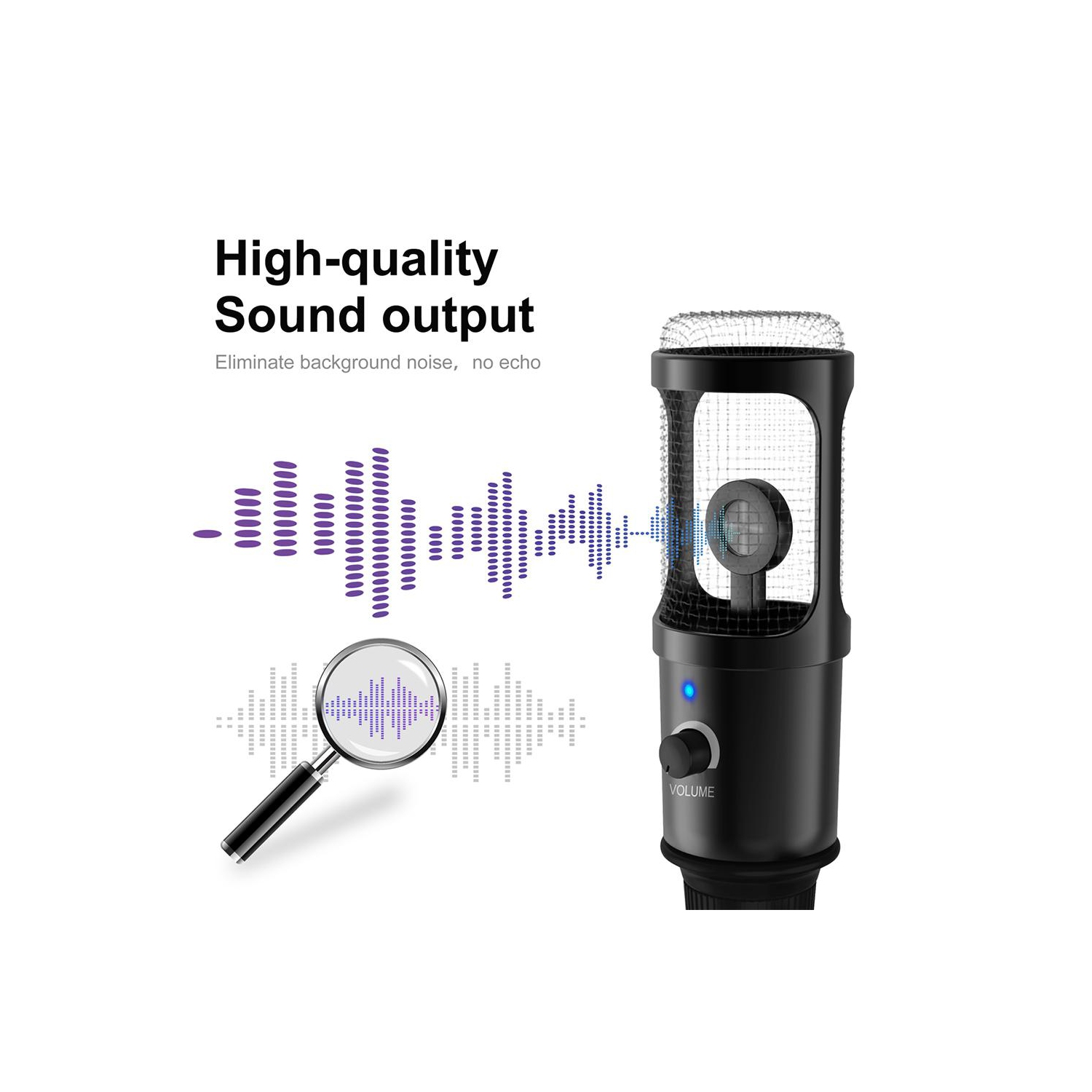 USB Computer Studio Recording microphone condensateur pour diffusion en continu microphone avec trépied