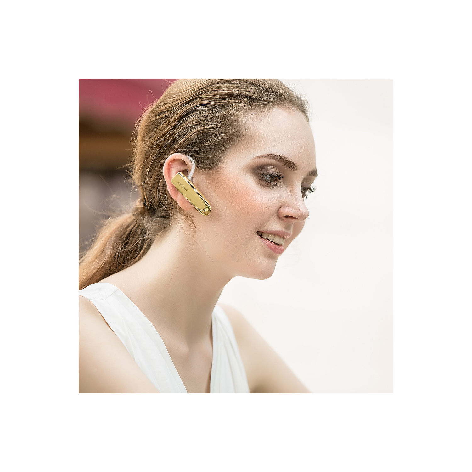 Single Ear Wireless Earphones 24 hrs In Ear Earphone Gold