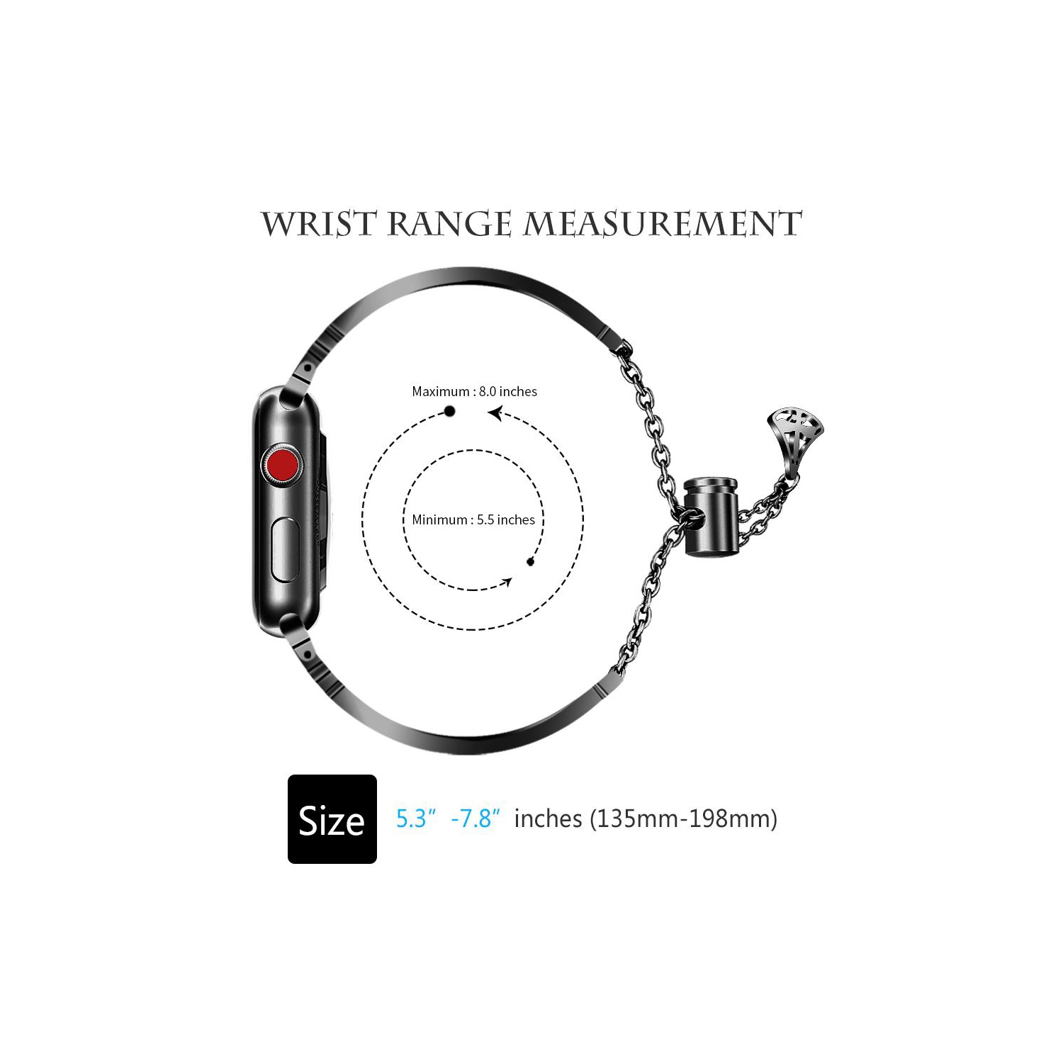 SAMA Black Bling Rhinestone Stainless Steel Bangle Band 38/44mm For Apple Watch 4 3 2 1 With Pendant Tassel Unique