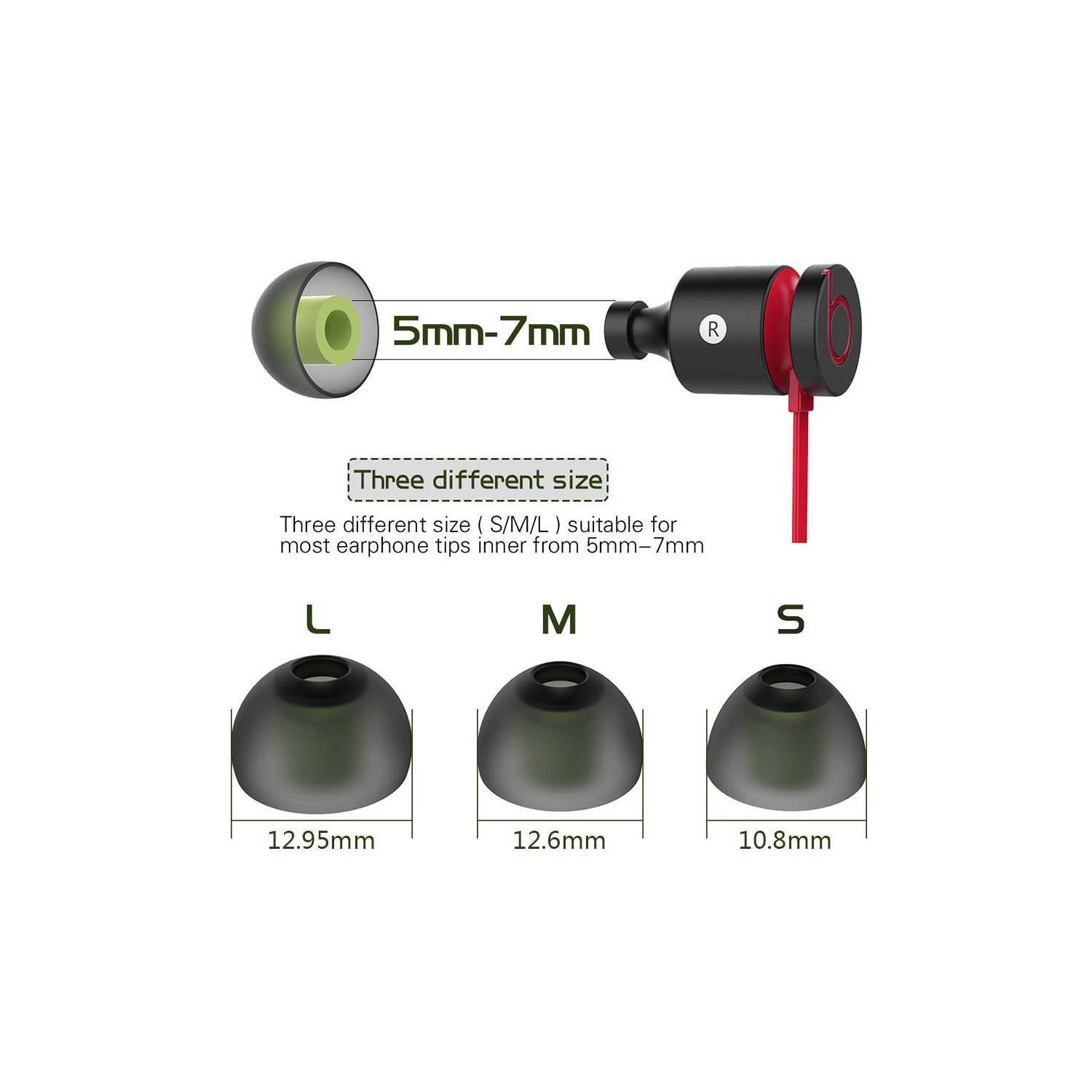 [6 Pairs] Earphone Tips New Bee 12pcs Premium Replacement Earbud Tips Blocking Out Ambient Noise