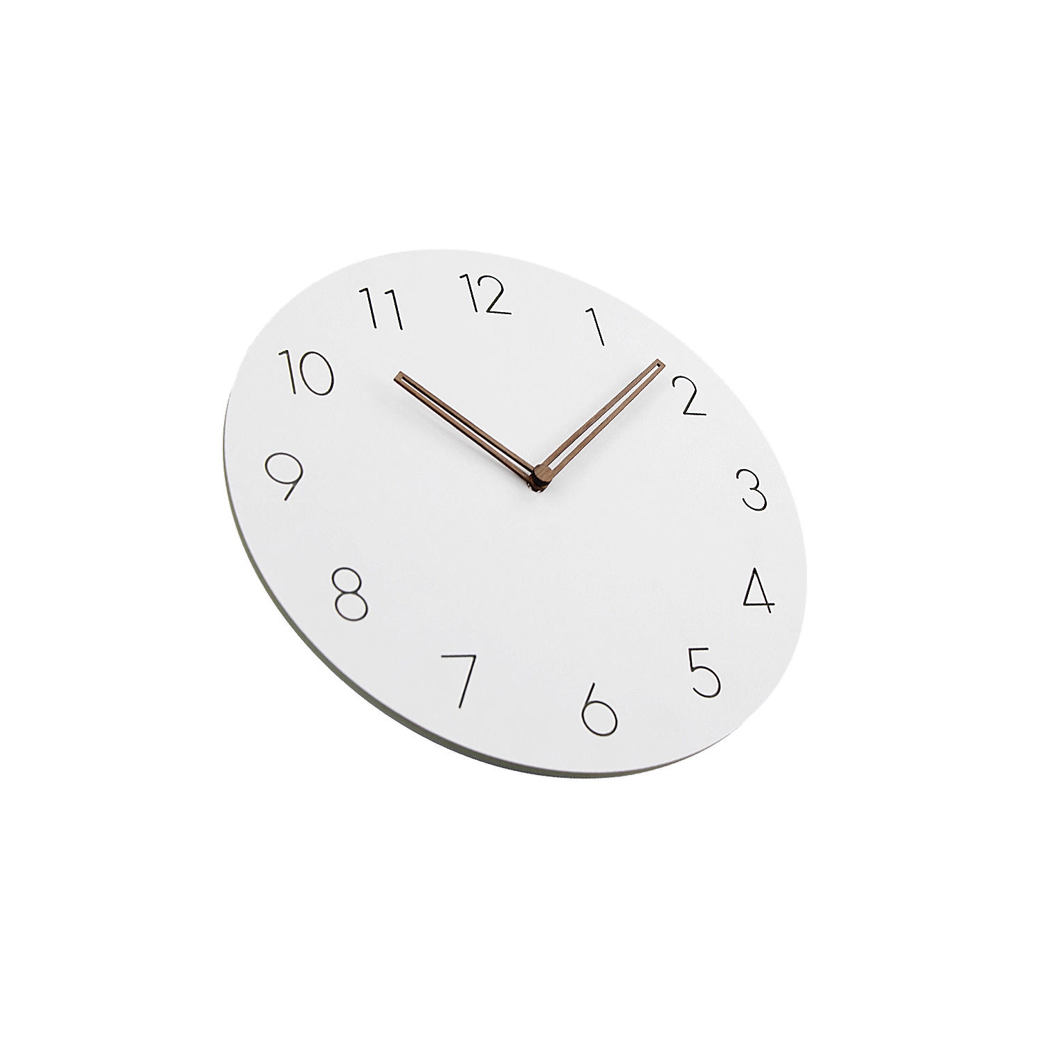 Modern 12" Round Wall Clock, Non-Ticking, White