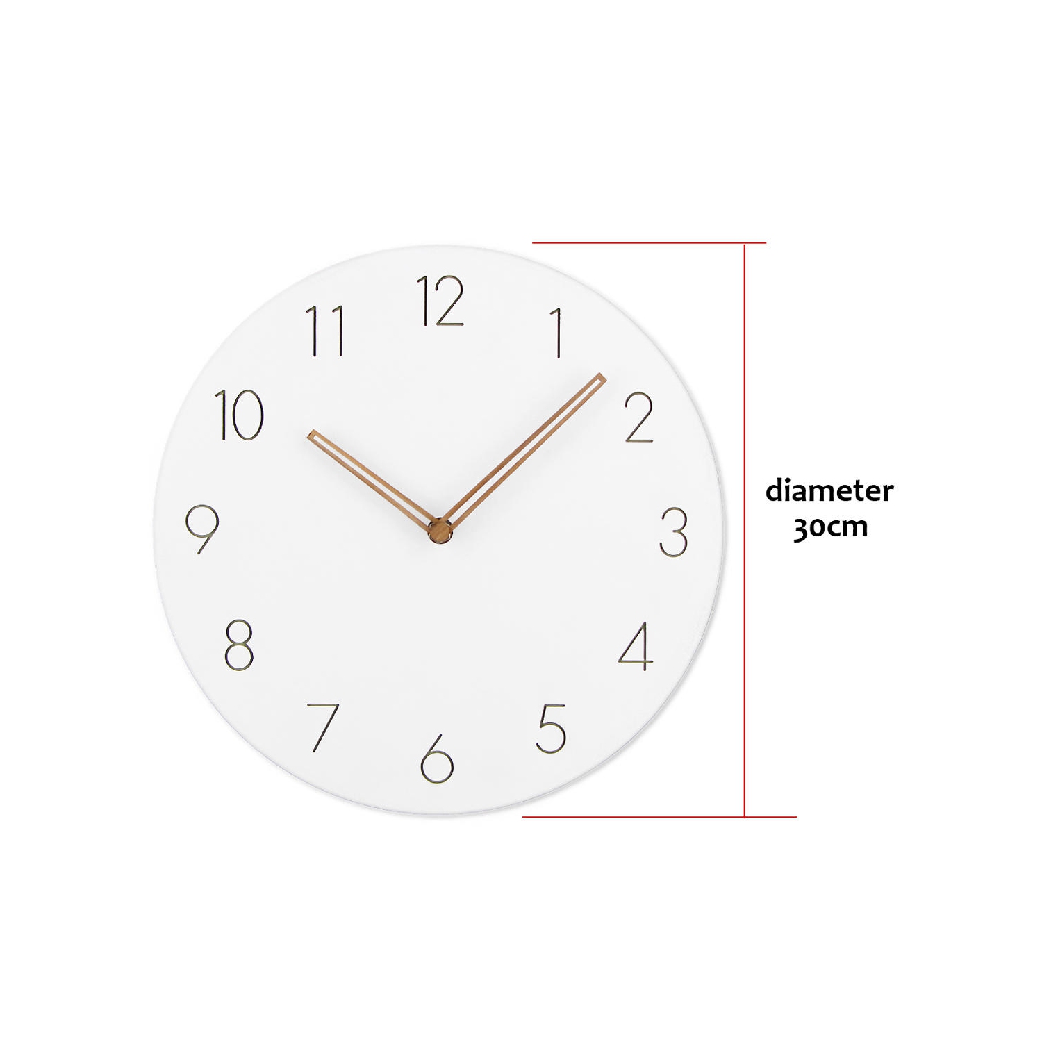 Modern 12" Round Wall Clock, Non-Ticking, White