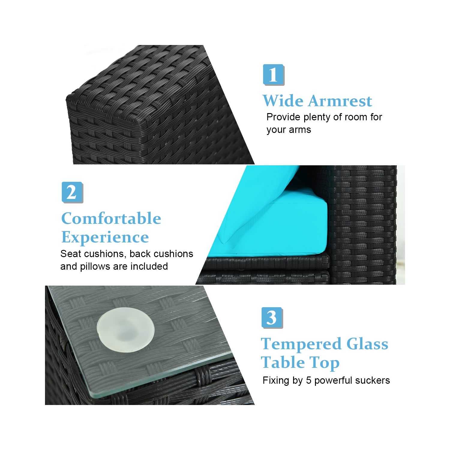 Costway 7PCS Patio Rattan Sofa Set Sectional Conversation Furniture Set Garden