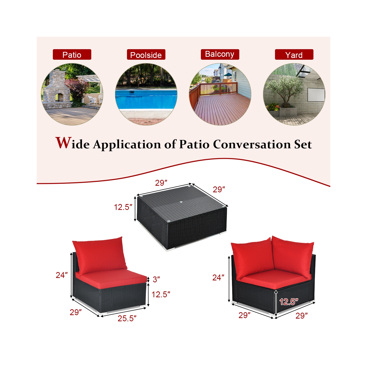 Costway 7PCS Patio Rattan Sofa Set Sectional Conversation Furniture Set Garden