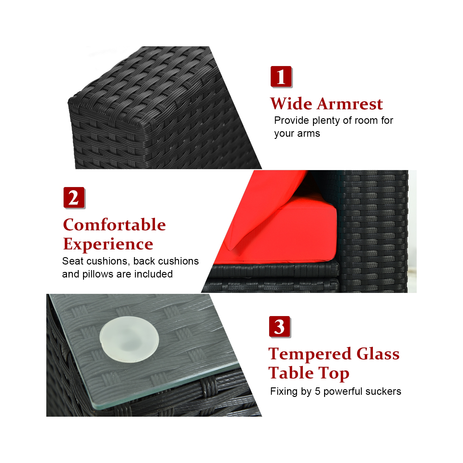 Costway 7PCS Patio Rattan Sofa Set Sectional Conversation Furniture Set Garden