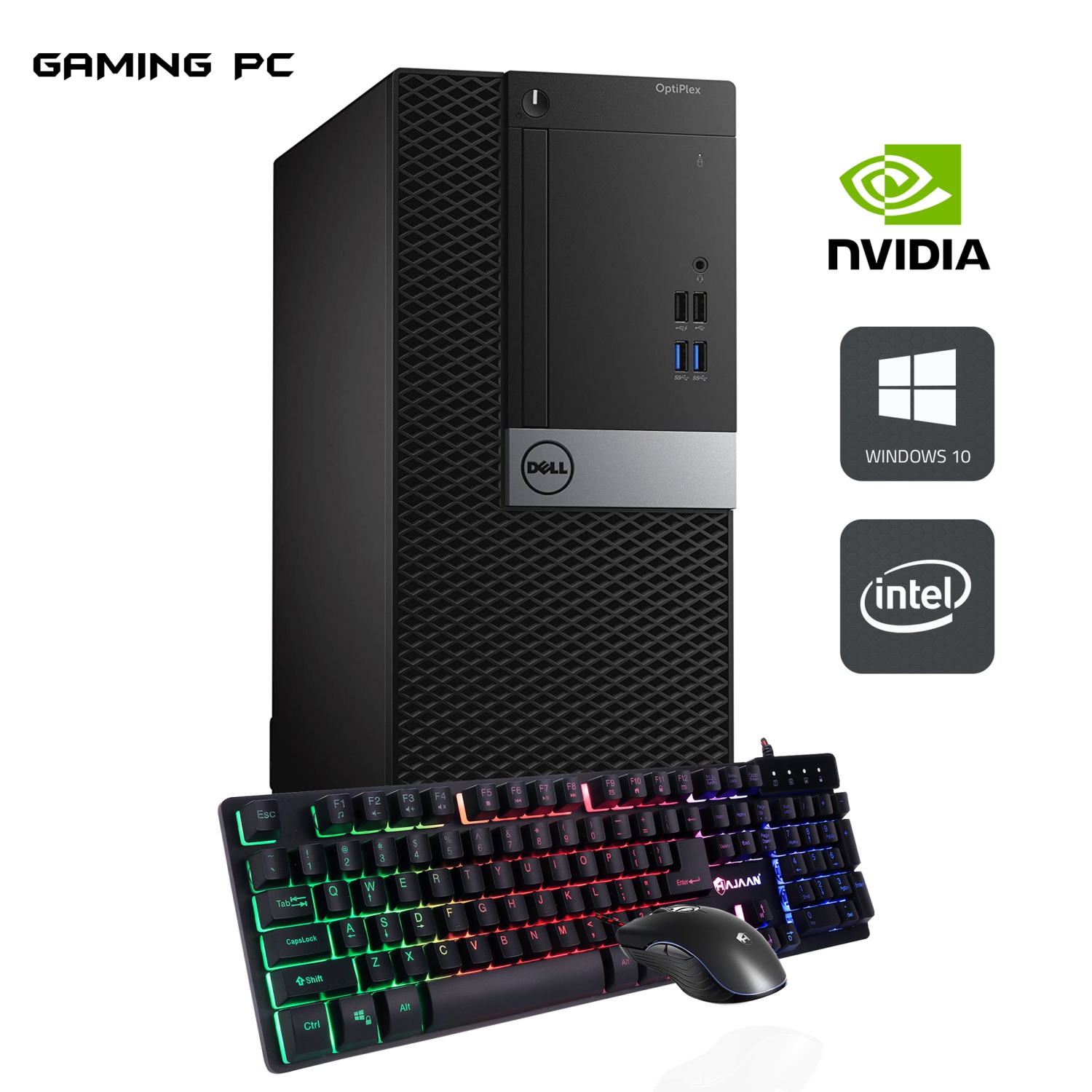 Refurbished (Good) - Dell Optiplex 5040 Gaming Tower Computer PC Intel Core i7-6700 Processor 3.4GHz 16GB DDR4 RAM 512GB SSD 1TB HDD GTX 1650 Win 10 Prow/ HAJAAN Gaming Combo