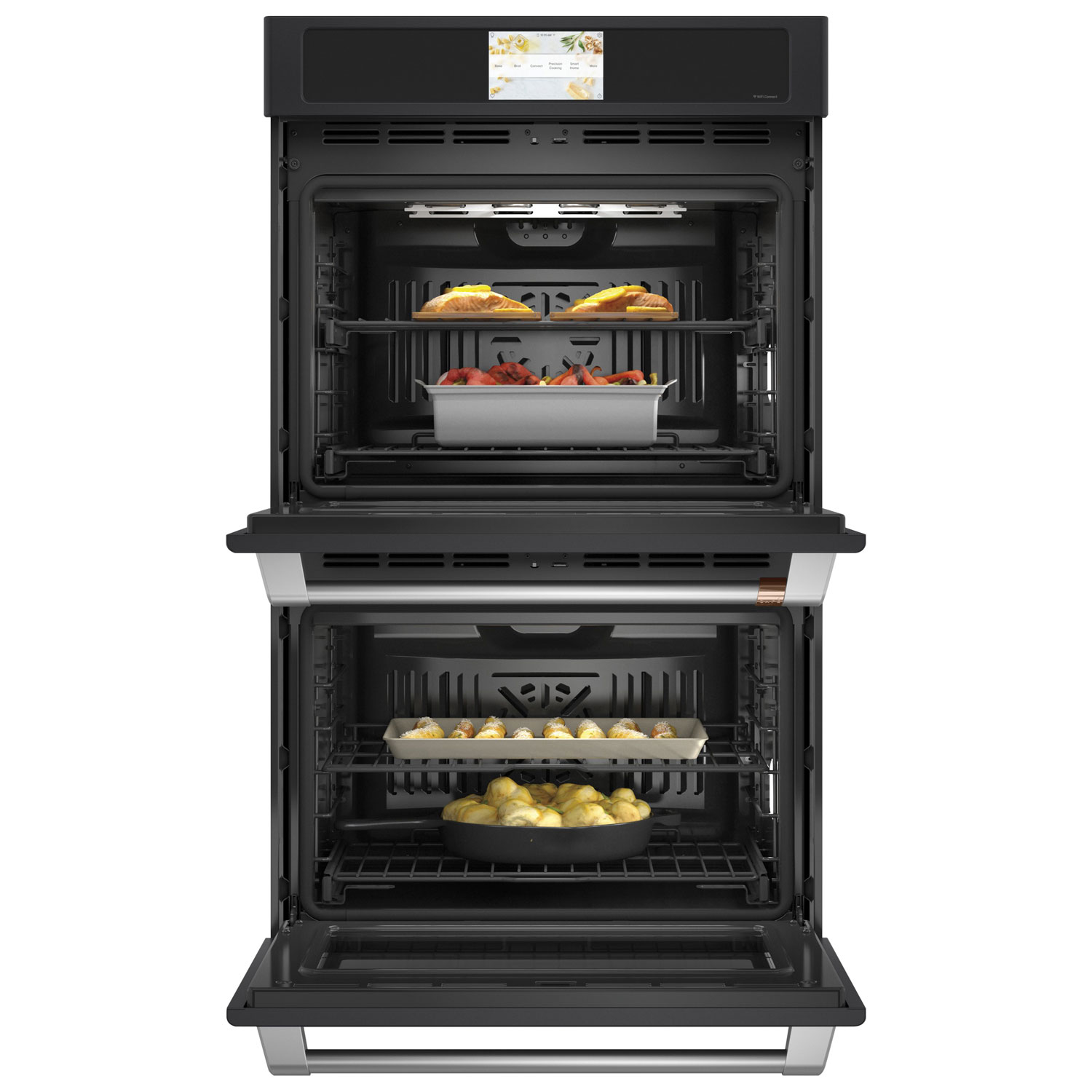 Cafe 30" 10 Cu. Ft. Double True Convection Electric Wall Oven - Matte Black