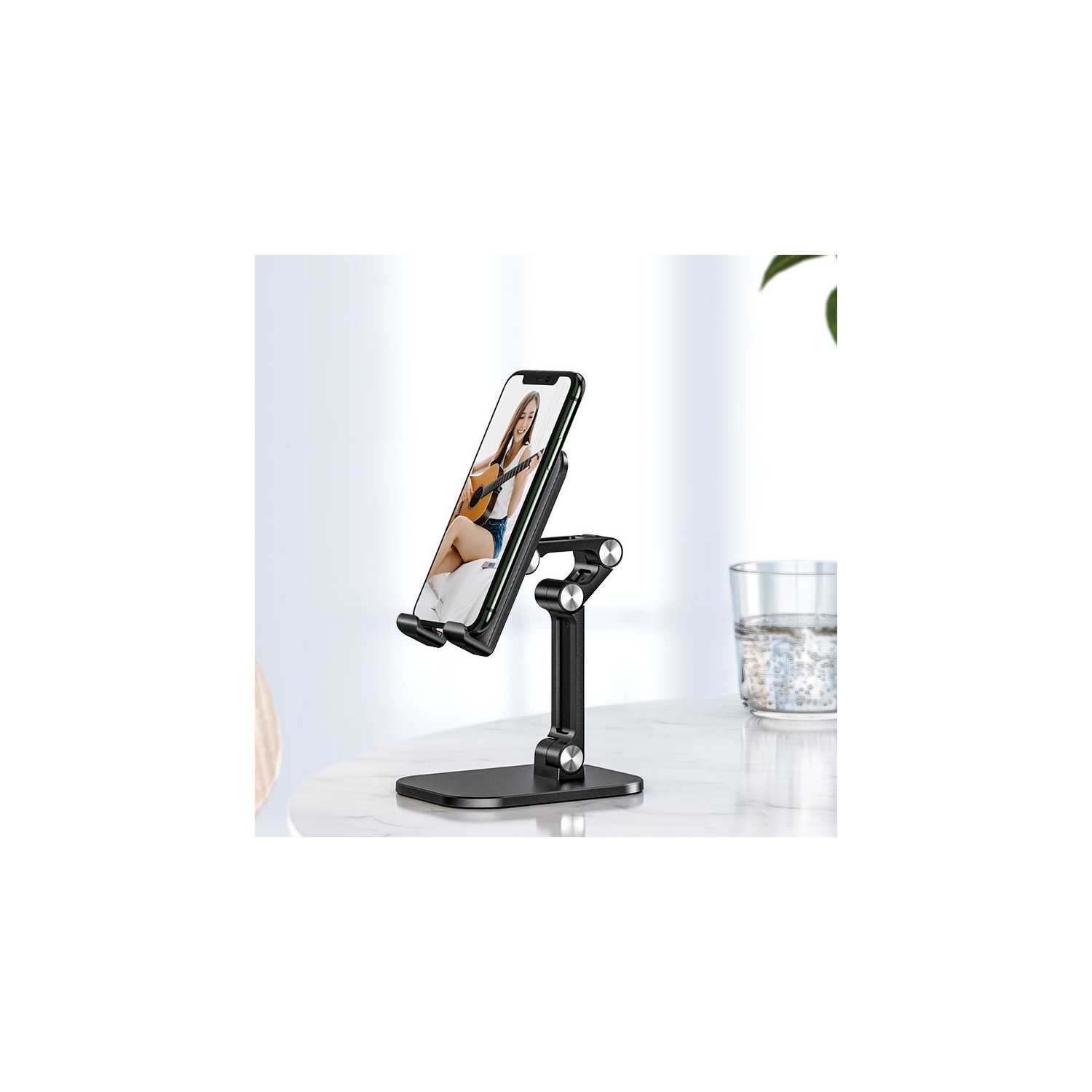 360 Rotating Tablet Desk Stand Flexible Cellphone Holder Mount for iPhone / iPad / Samsung Tablet / Smartphone, Black