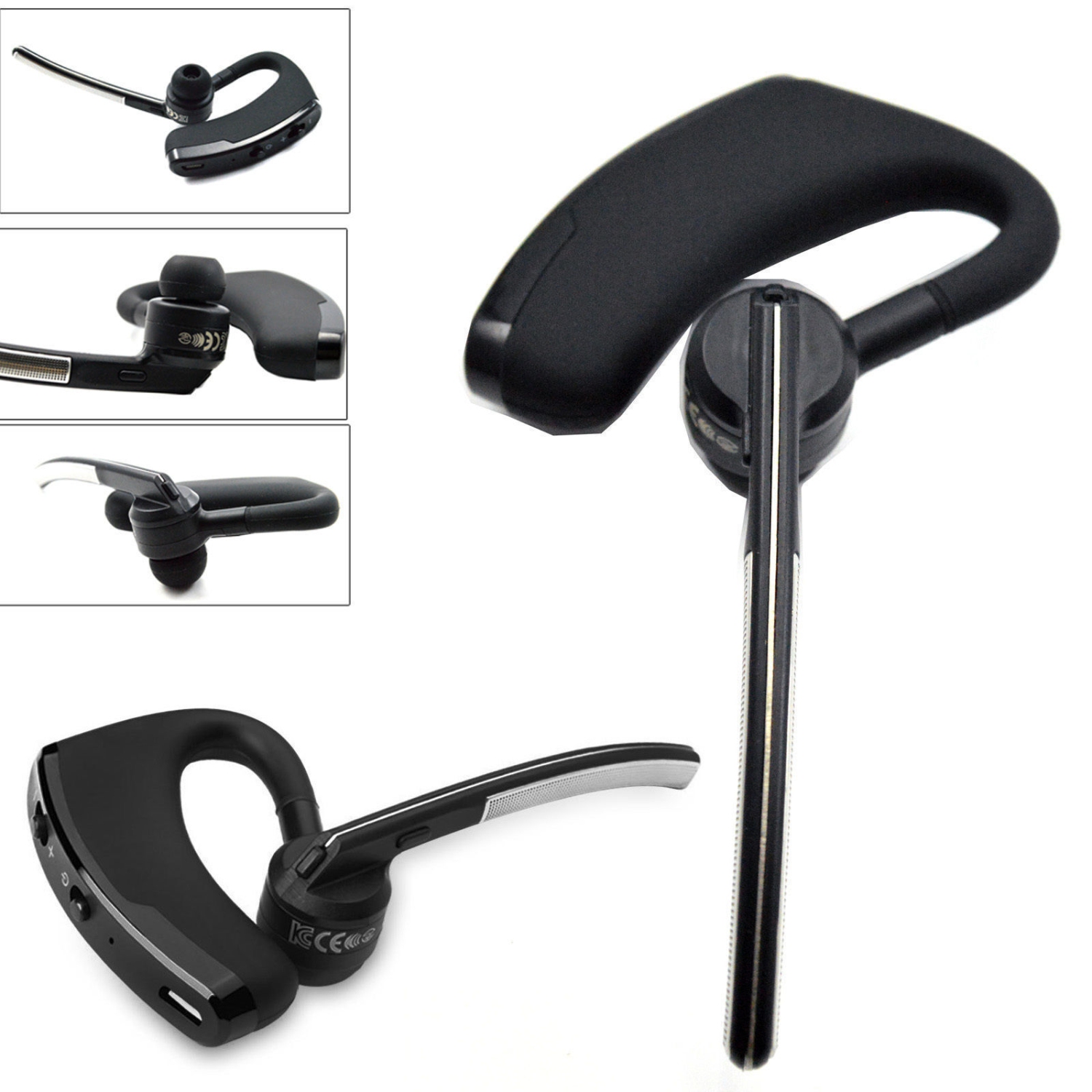 Wireless Bluetooth Headset, Universal Business Handsfree Ear Hook In-ear Earbuds Earphone DSP Stereo Noise Cancellation & Mic
