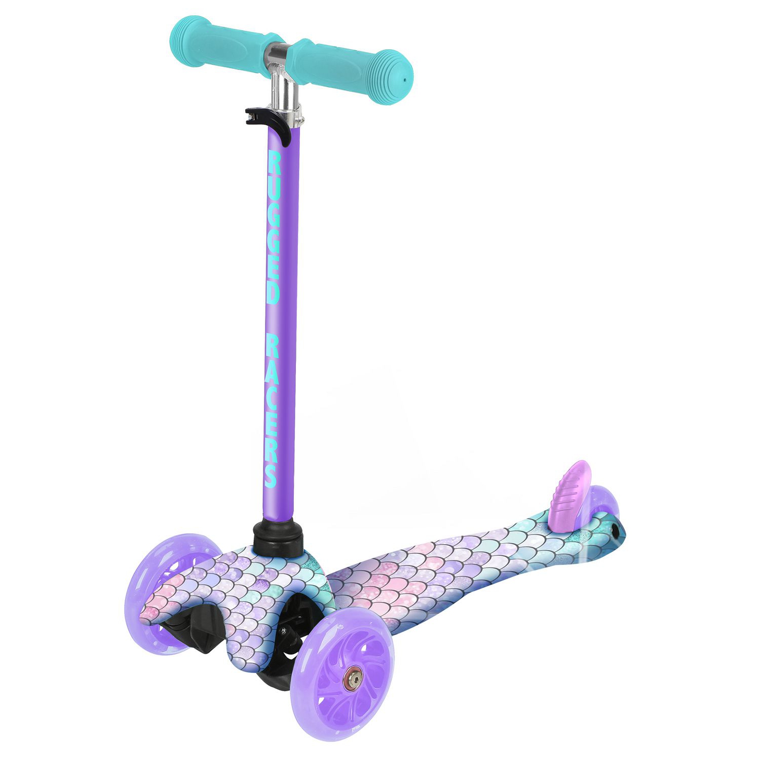 Rugged Racer Mini Deluxe 3 Wheel Scooter With LED Lights, Mermaid Design