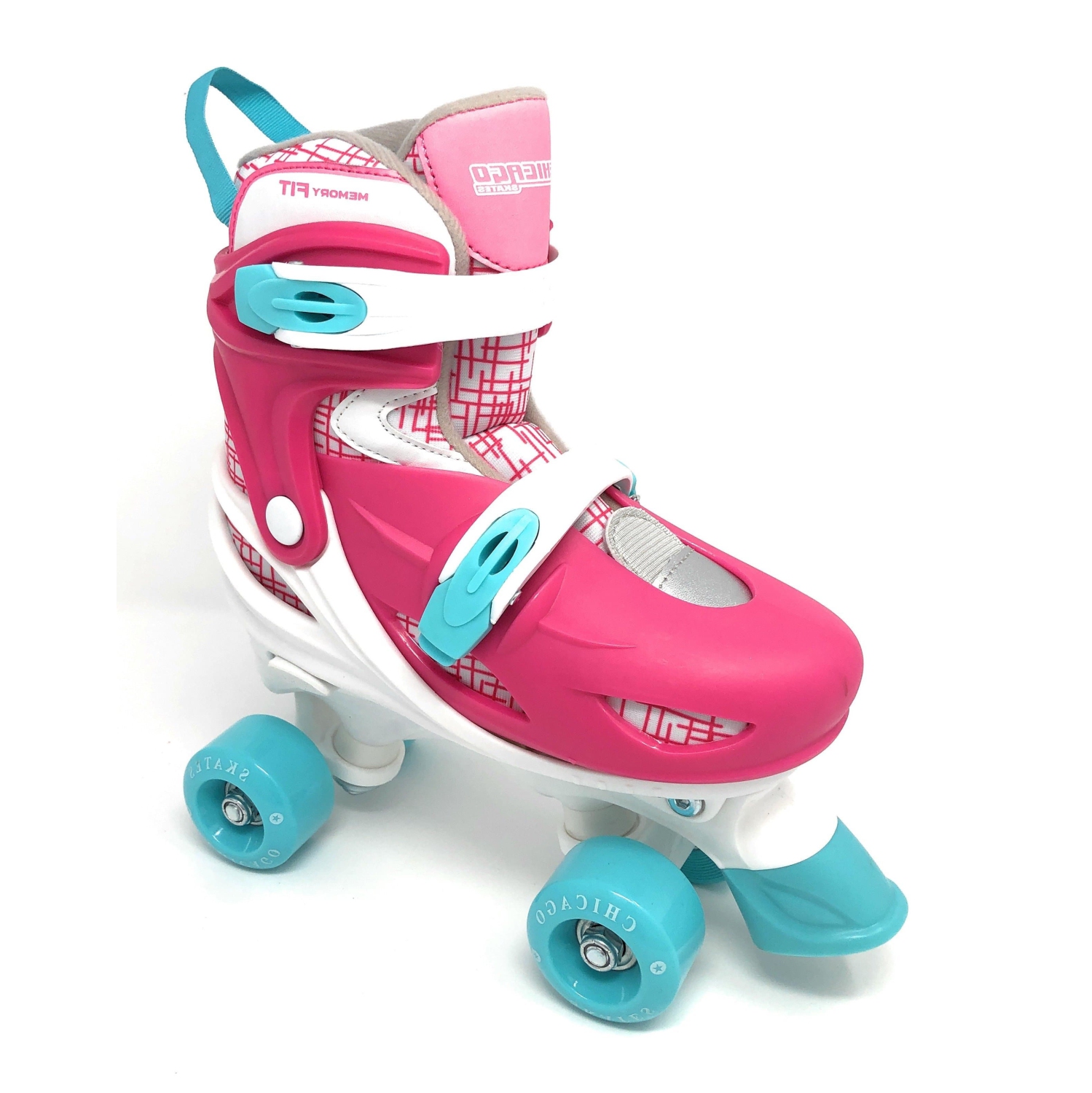 Chicago Skates Kids Adjustable Quad Rollerblades With Accessory Bundle, Pink, Size 1-4