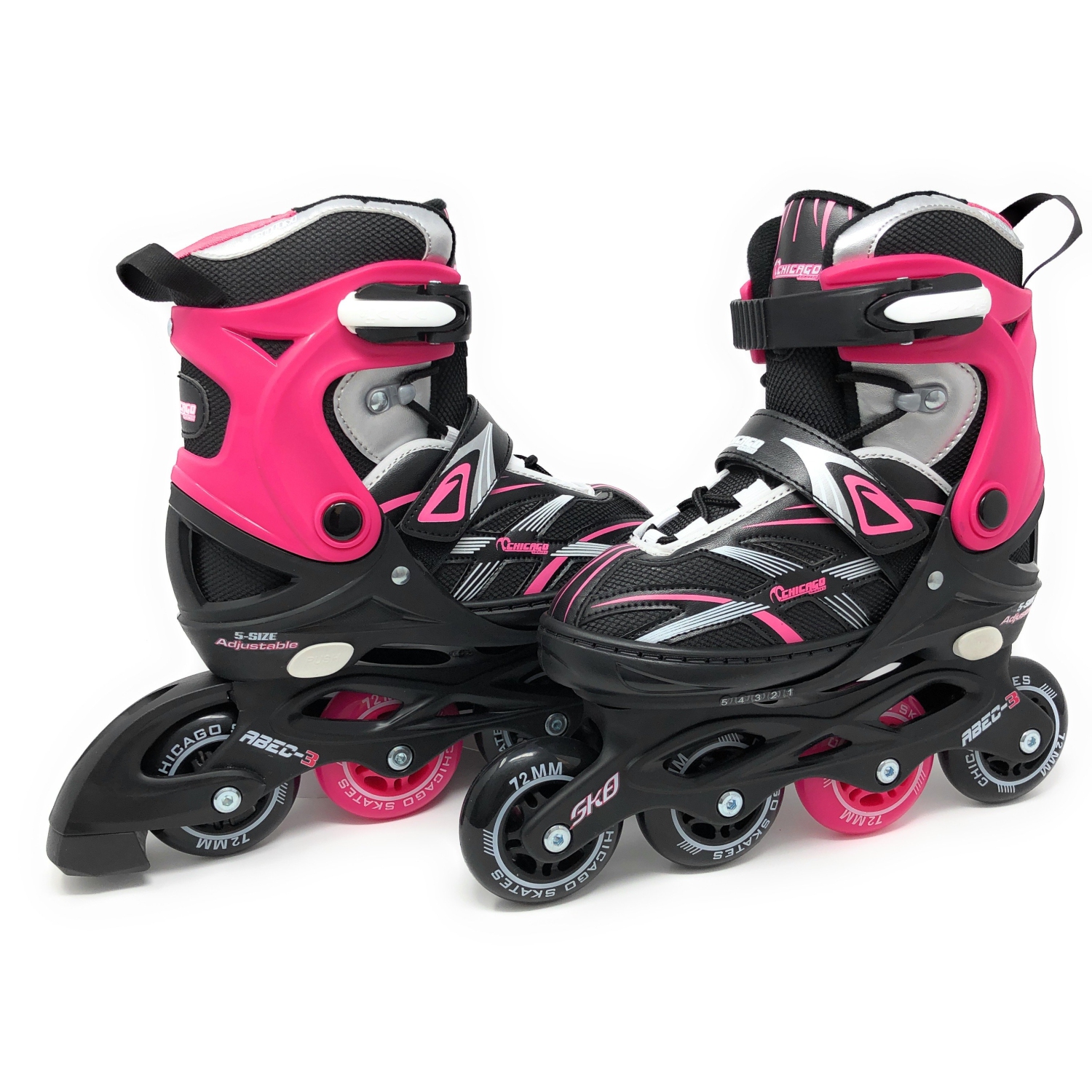 Chicago Skates Pink MA7 Adjustable Rollerblades, Size J13-4