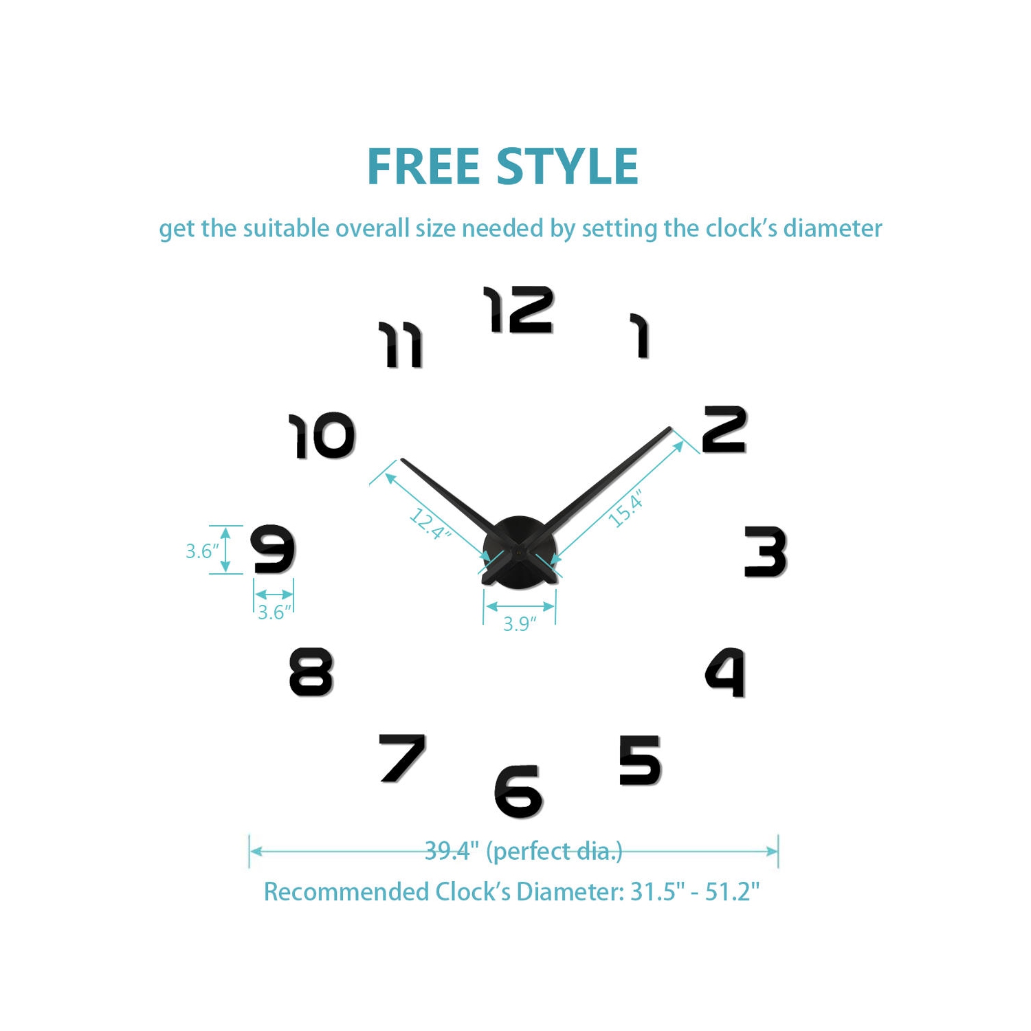 3D Large Modern DIY Wall Clock